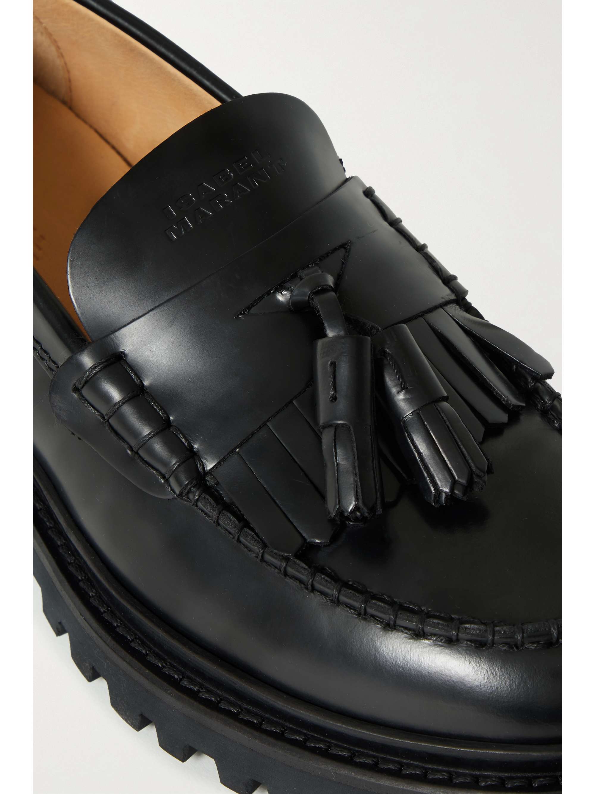ISABEL MARANT Frezza tasseled glossed-leather loafers