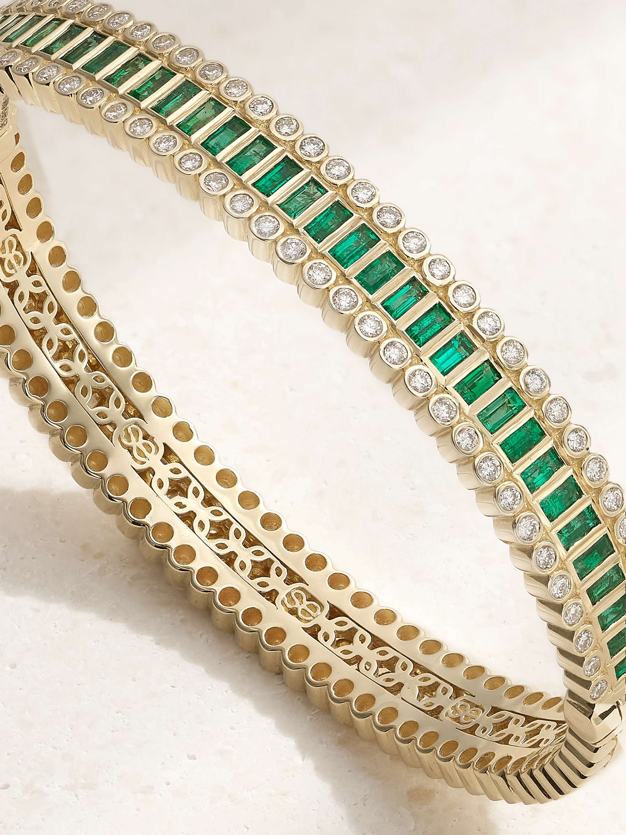 SYDNEY EVAN 14-karat gold, emerald and diamond bracelet