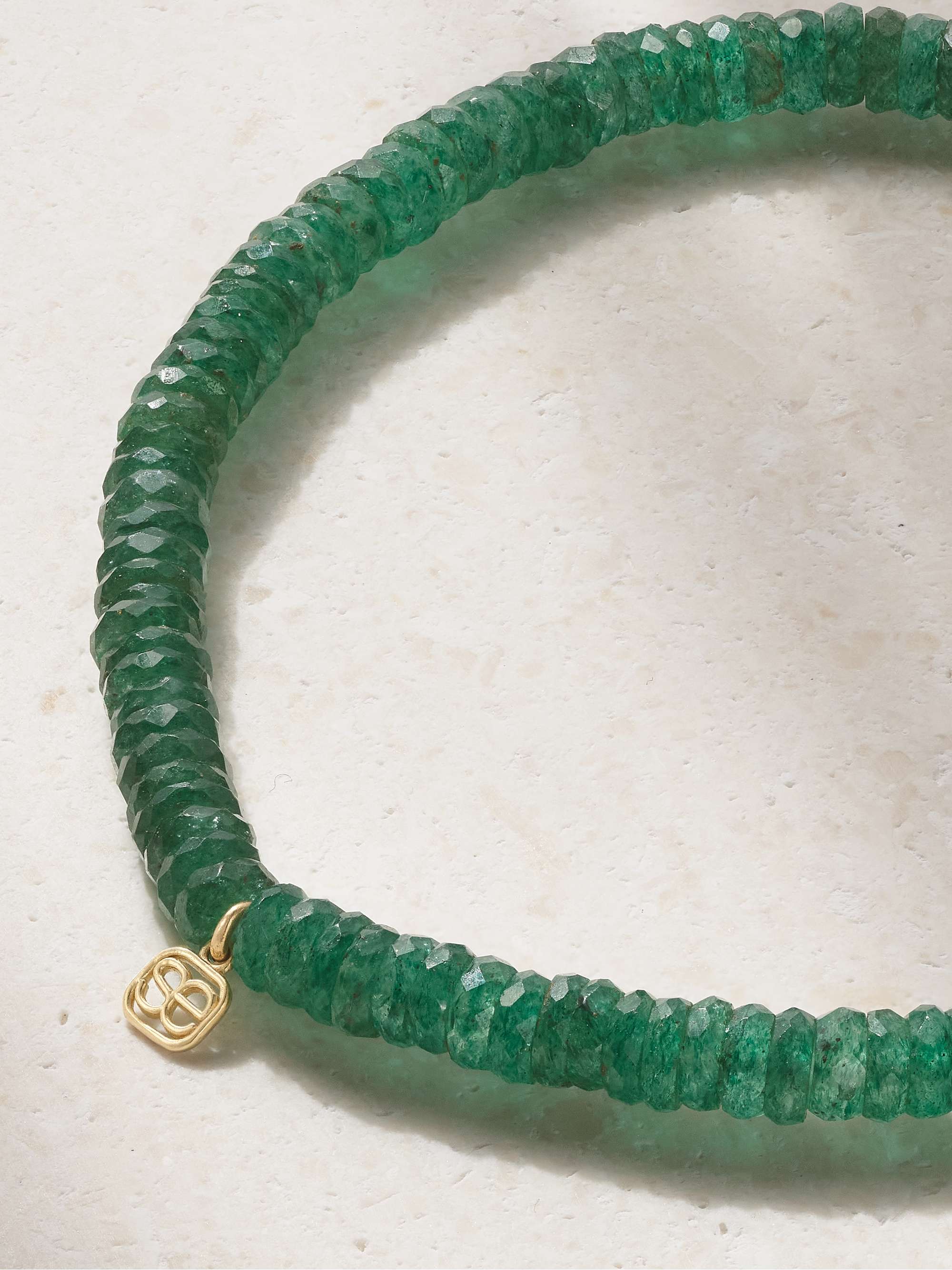 SYDNEY EVAN Sunburst 14-karat gold, aventurine and diamond brcaelet