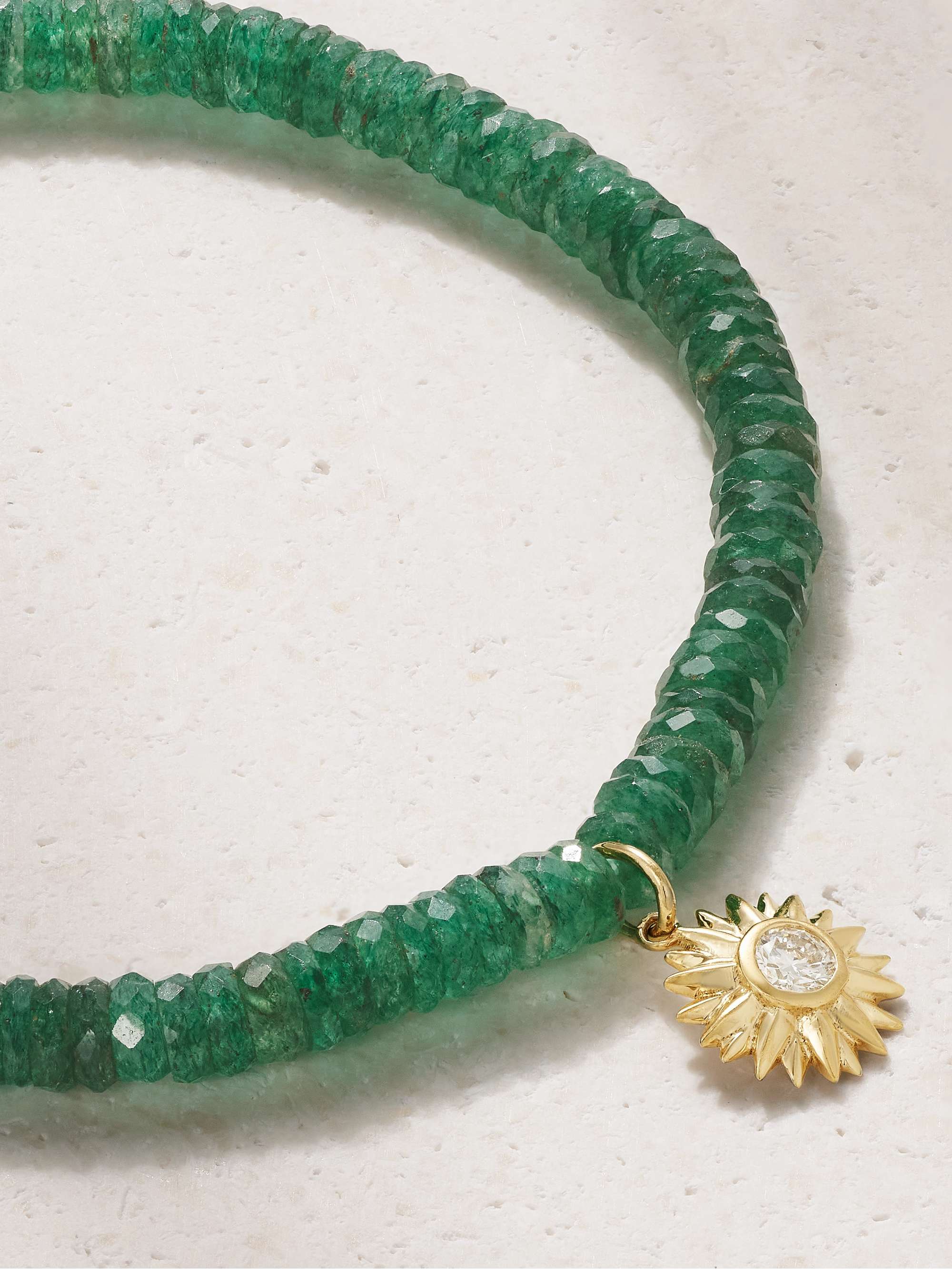 SYDNEY EVAN Sunburst 14-karat gold, aventurine and diamond brcaelet