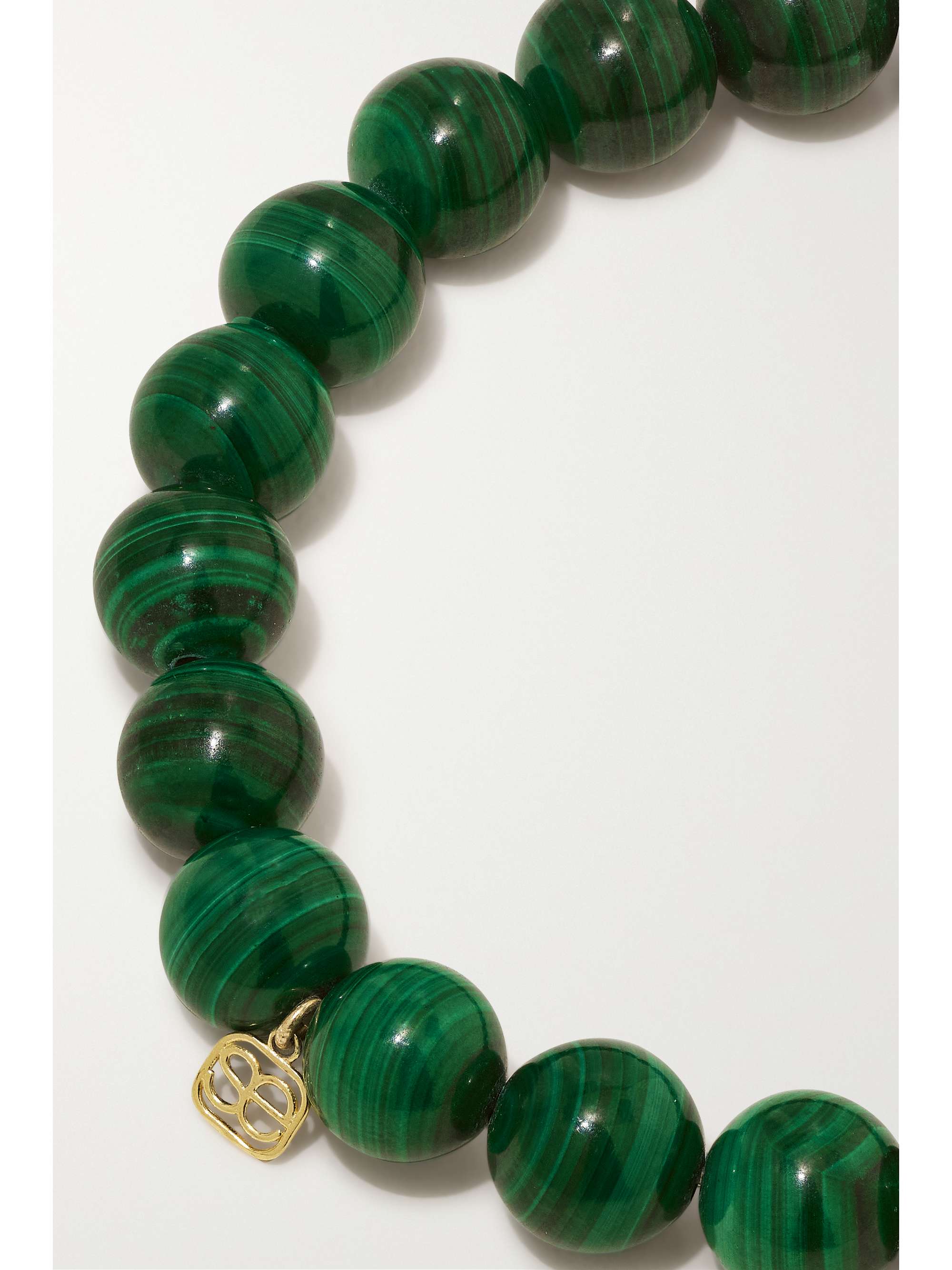 SYDNEY EVAN Bracelet en or 14 carats (585/1000), malachites et diamants Love Script