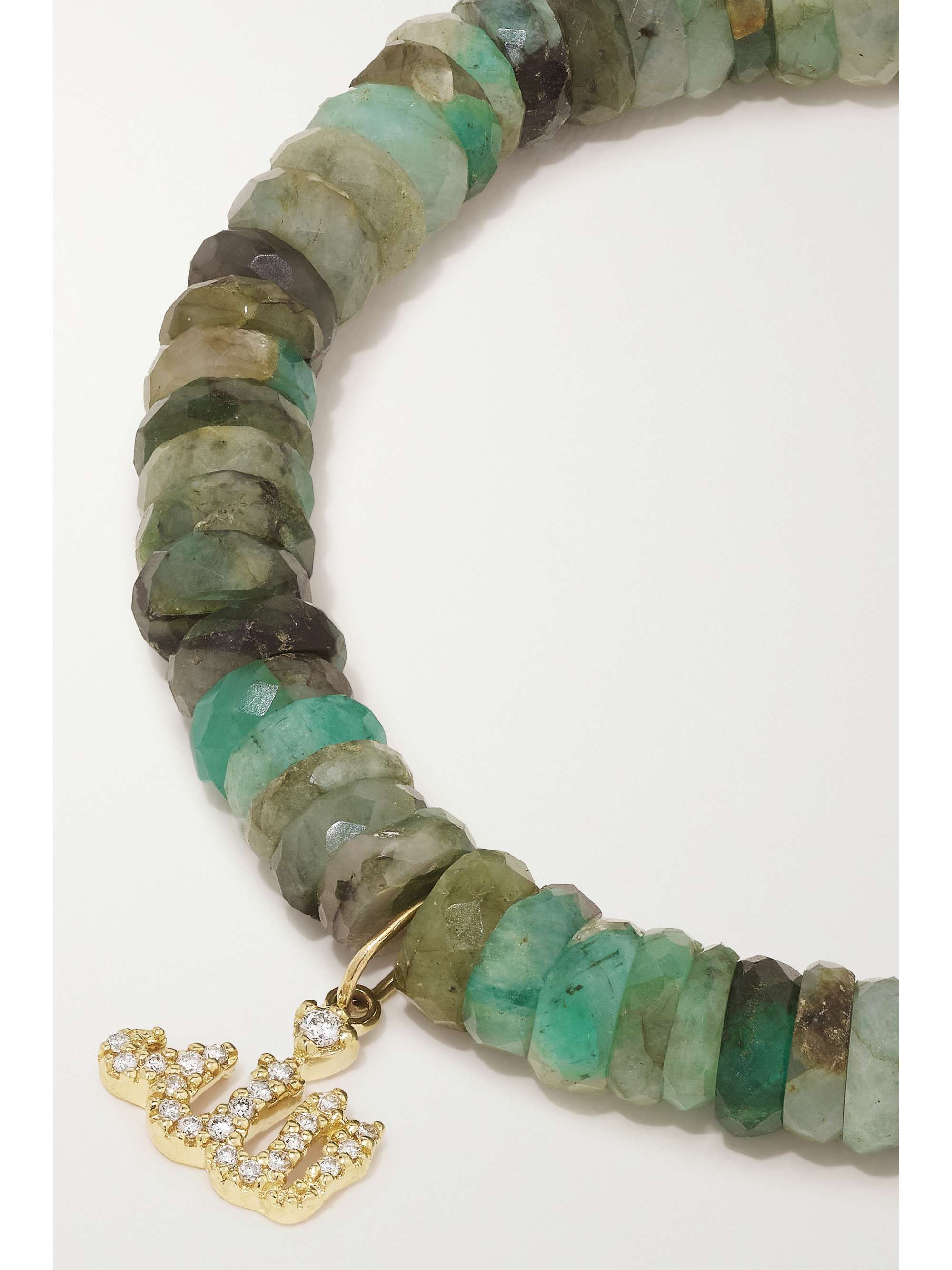 SYDNEY EVAN Allah Script 14-karat gold, agate and diamond bracelet