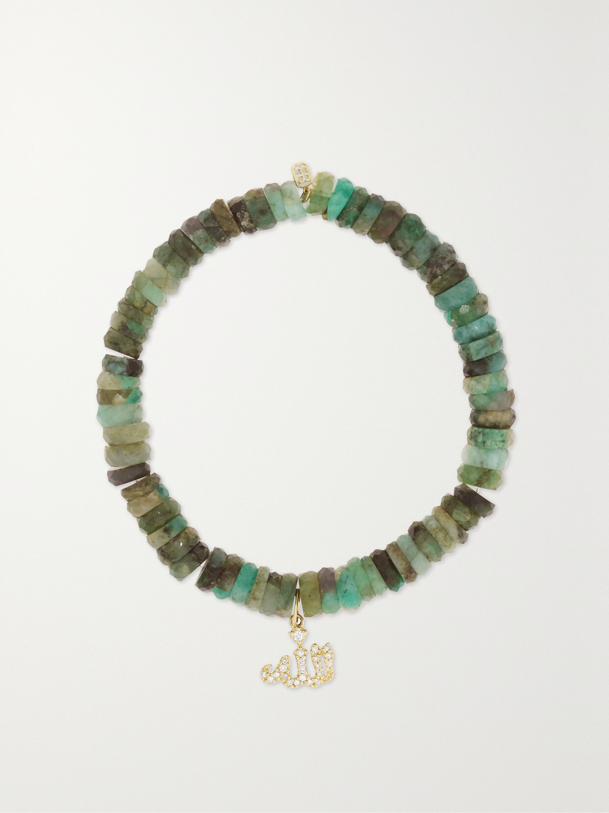 Sydney Evan Allah Script 14-karat Gold, Agate And Diamond Bracelet