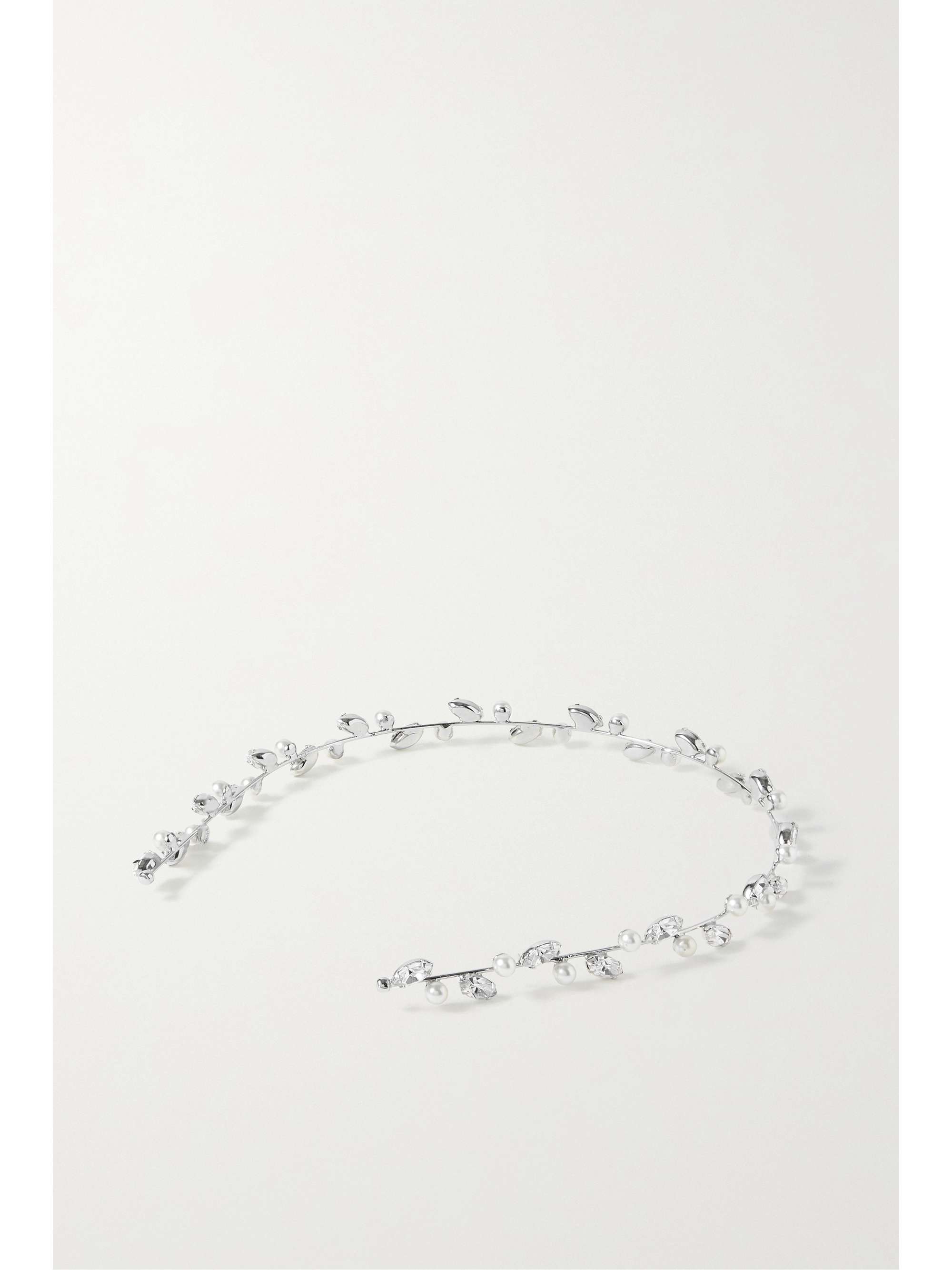 JENNIFER BEHR Lina silver-tone Swarovski crystal and faux pearl headband
