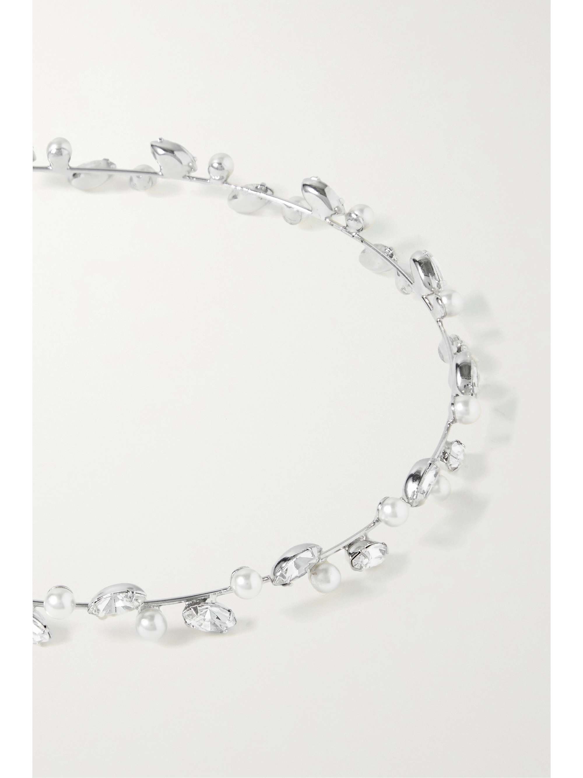 JENNIFER BEHR Lina silver-tone Swarovski crystal and faux pearl headband