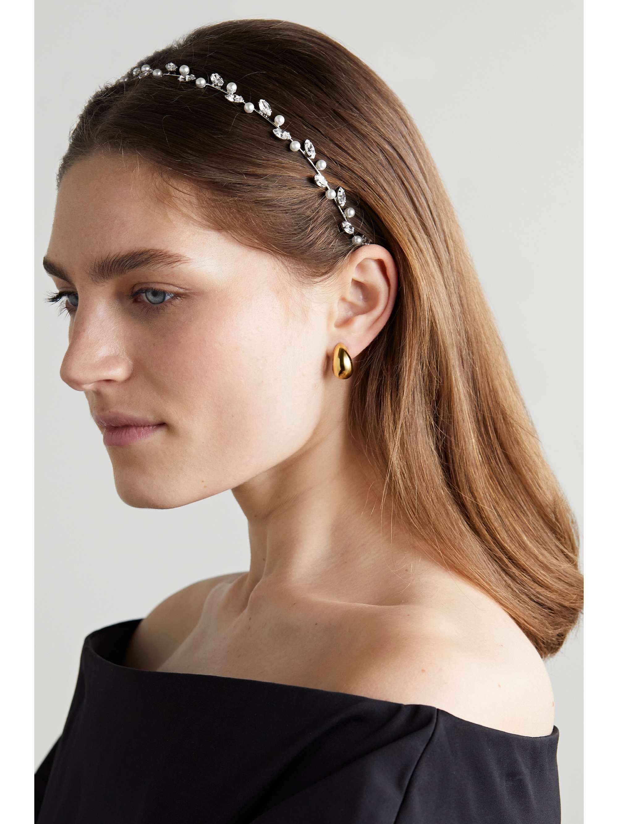 JENNIFER BEHR Lina silver-tone Swarovski crystal and faux pearl headband