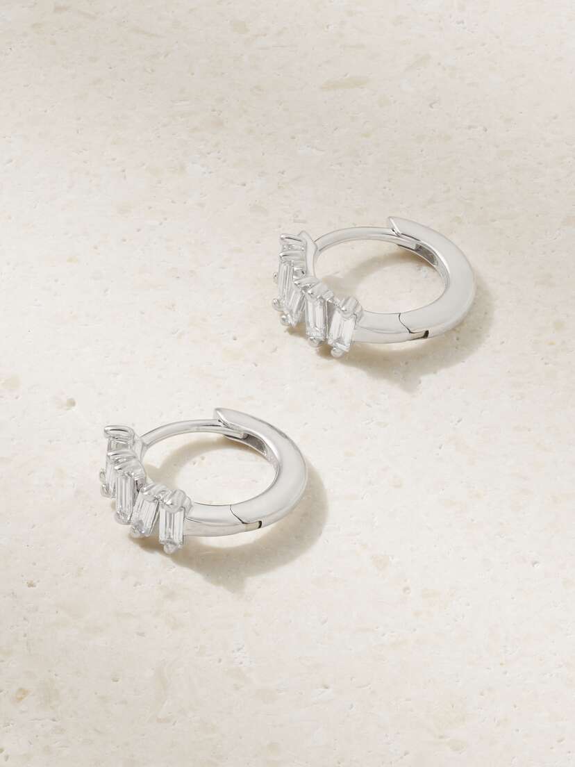 Suzanne Kalan 18-karat White Gold Diamond Hoop Earrings
