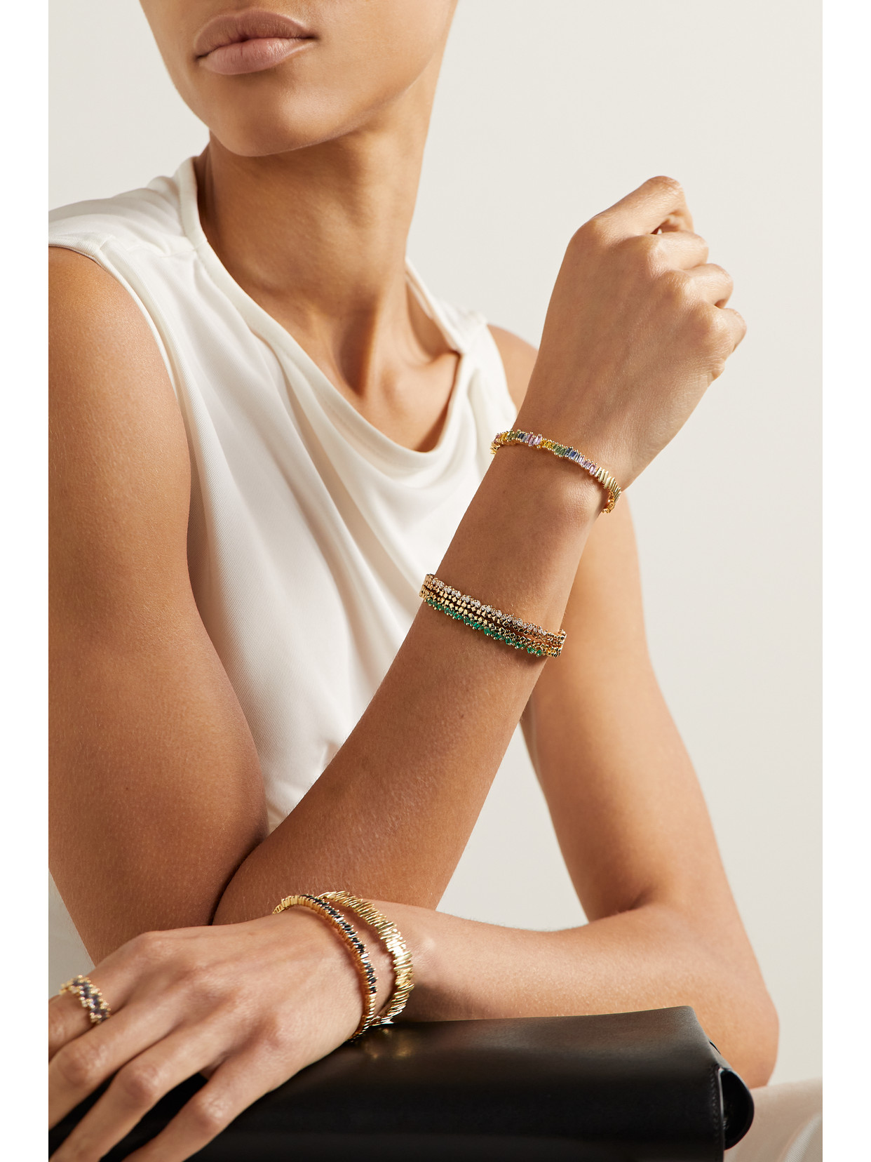 Suzanne Kalan 18-karat Gold Sapphire Cuff In Gold