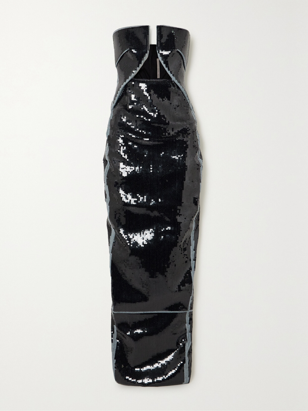 Shop Rick Owens Strapless Sequined Denim Gown In Black