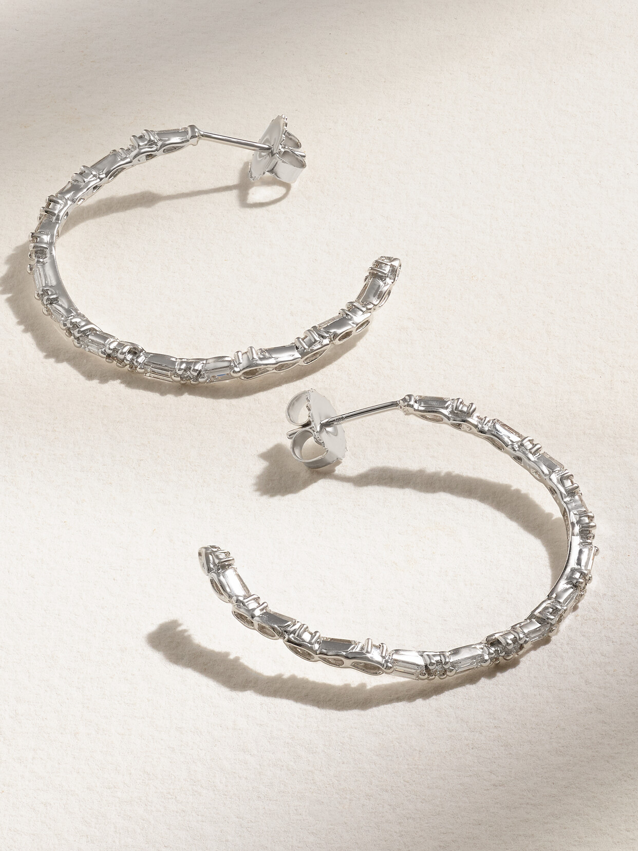 Suzanne Kalan 18-karat White Gold Diamond Hoop Earrings