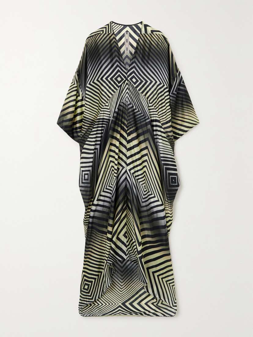 Rick Owens Tommykite Draped Printed Satin Gown