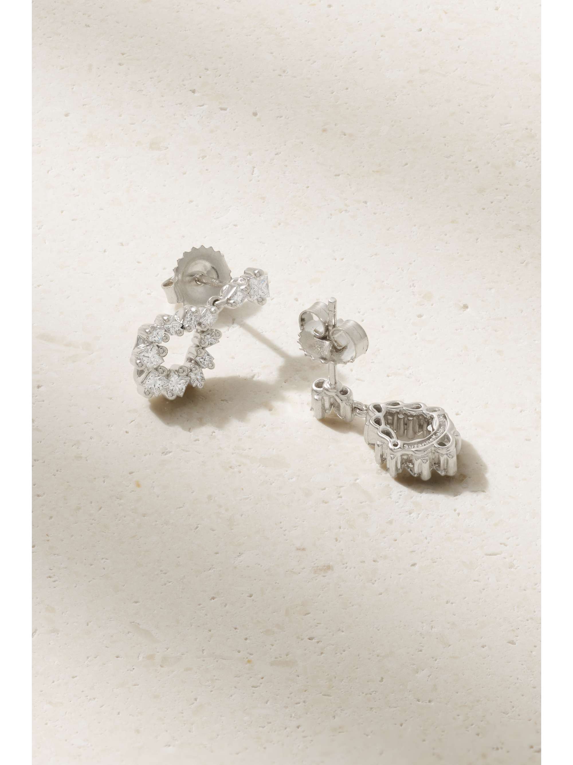 SUZANNE KALAN 18-karat white gold diamond earrings