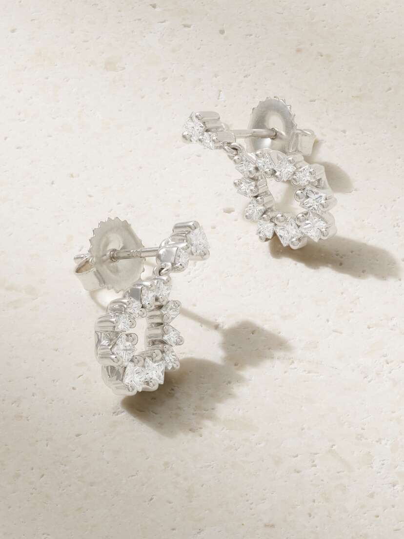 Suzanne Kalan 18-karat White Gold Diamond Earrings