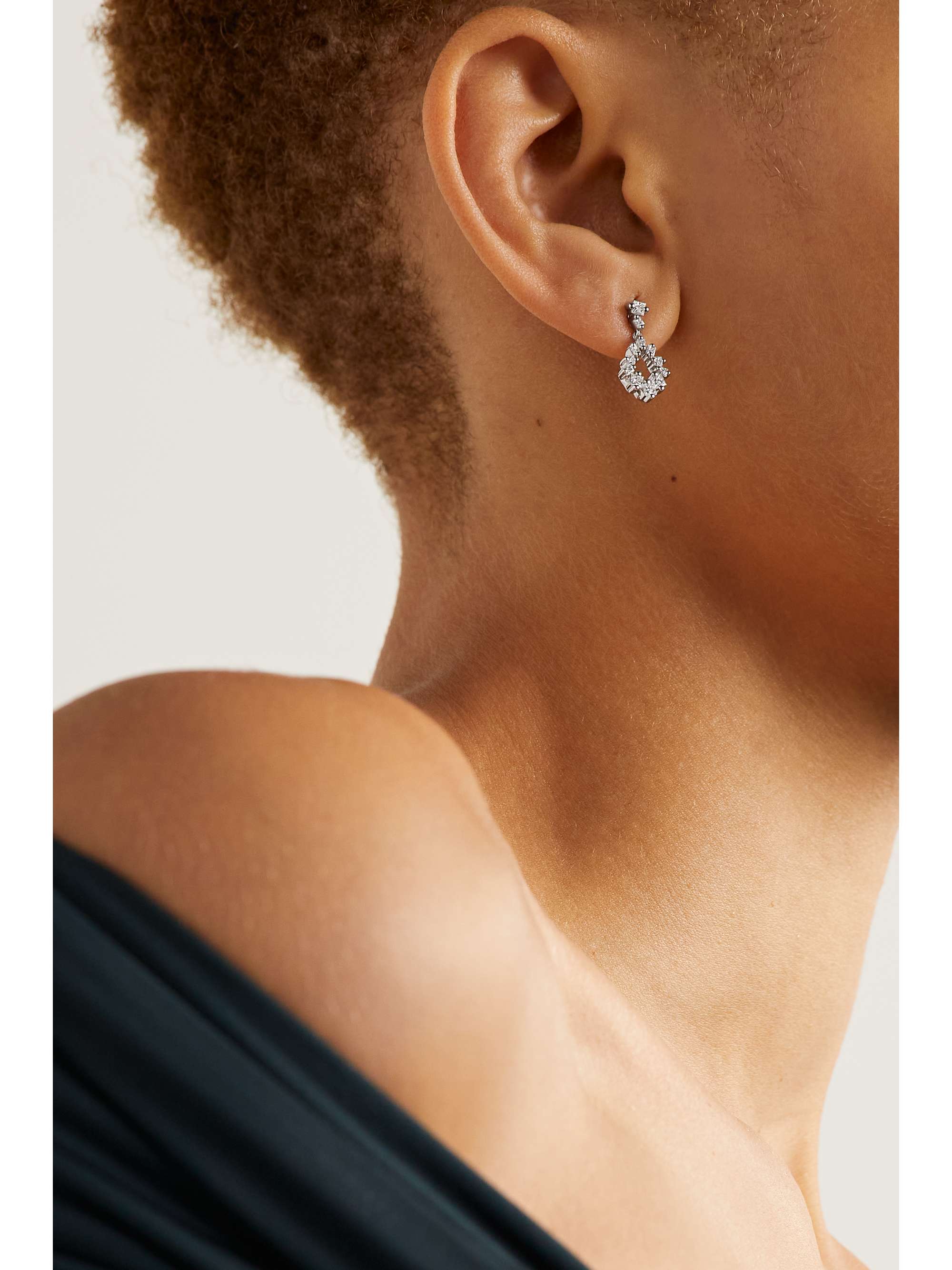 SUZANNE KALAN 18-karat white gold diamond earrings