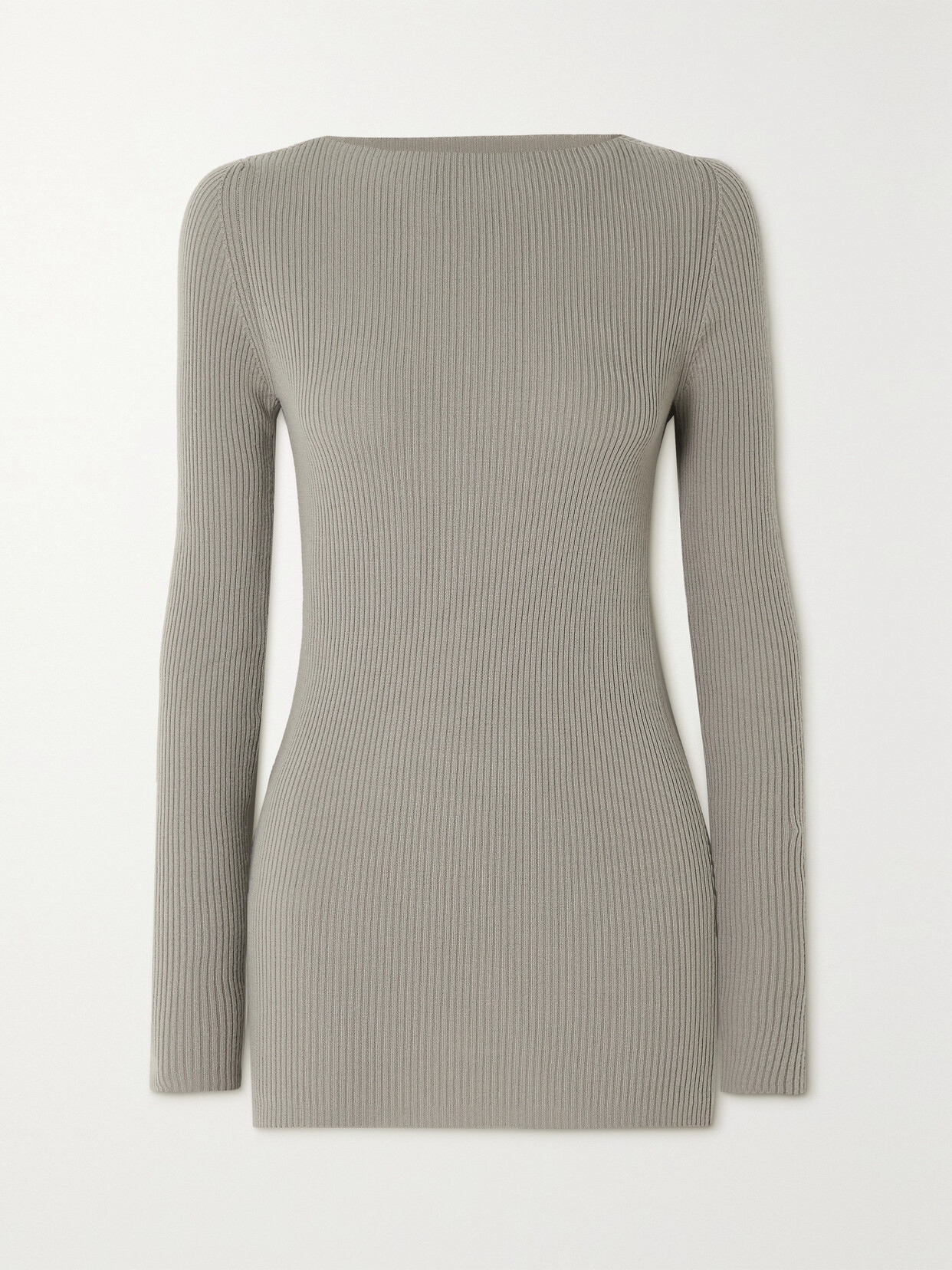 Rick Owens Cutout Ribbed Wool Top In Neutrals