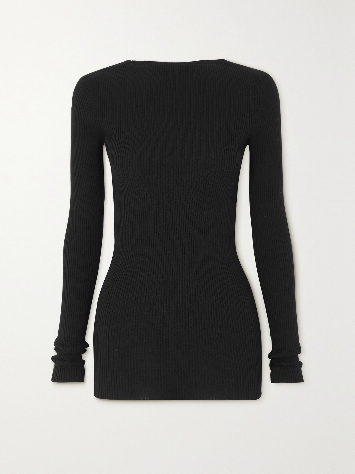 Shop Rick Owens Cutout Ribbed Wool Top In Black