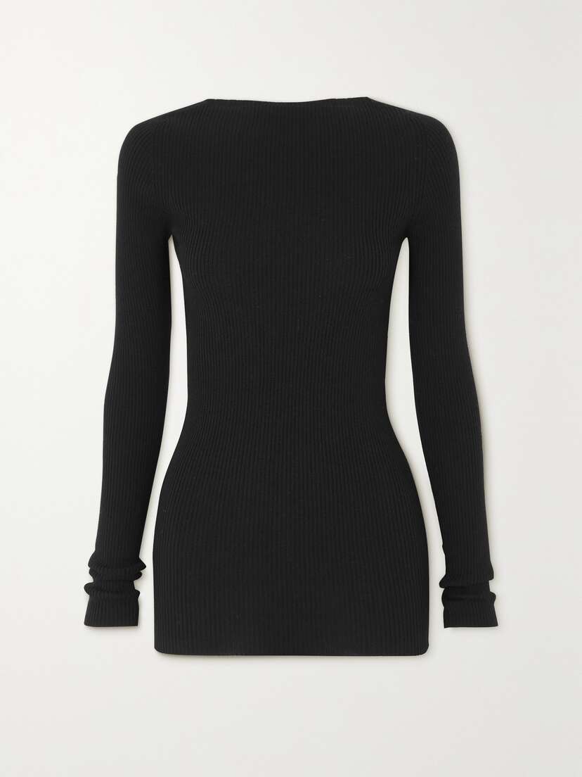Rick Owens Cutout Ribbed Wool Top - x large