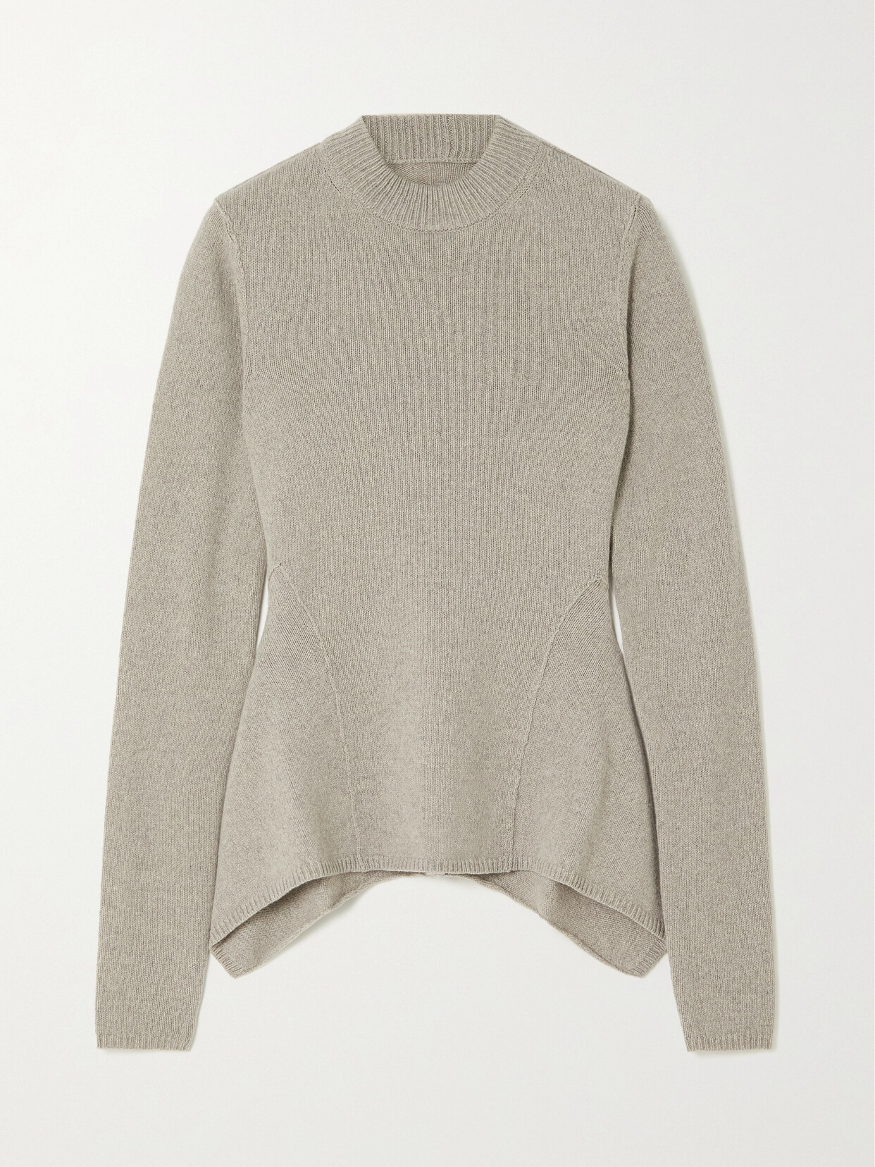 Shop Rick Owens Naska Lupetto Asymmetric Recycled Cashmere And Wool-blend Sweater In Neutrals