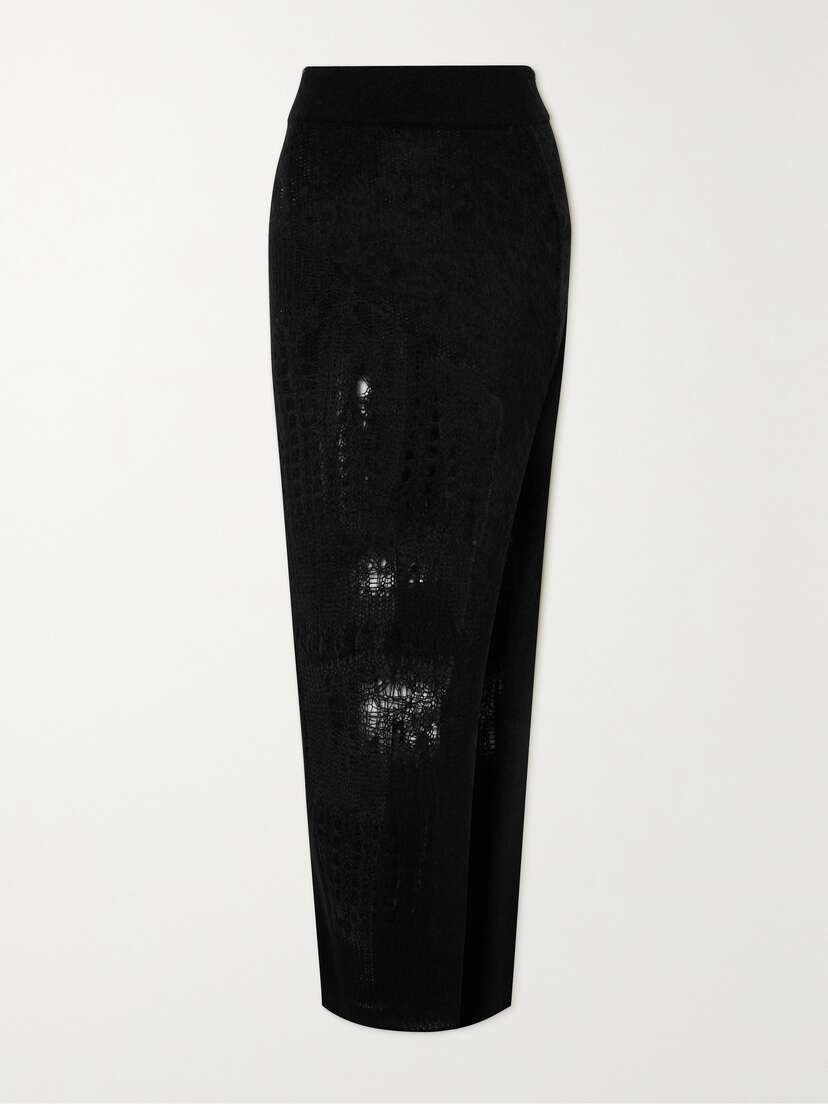 Rick Owens Spider Ziggy Distressed Knitted Maxi Skirt - x large