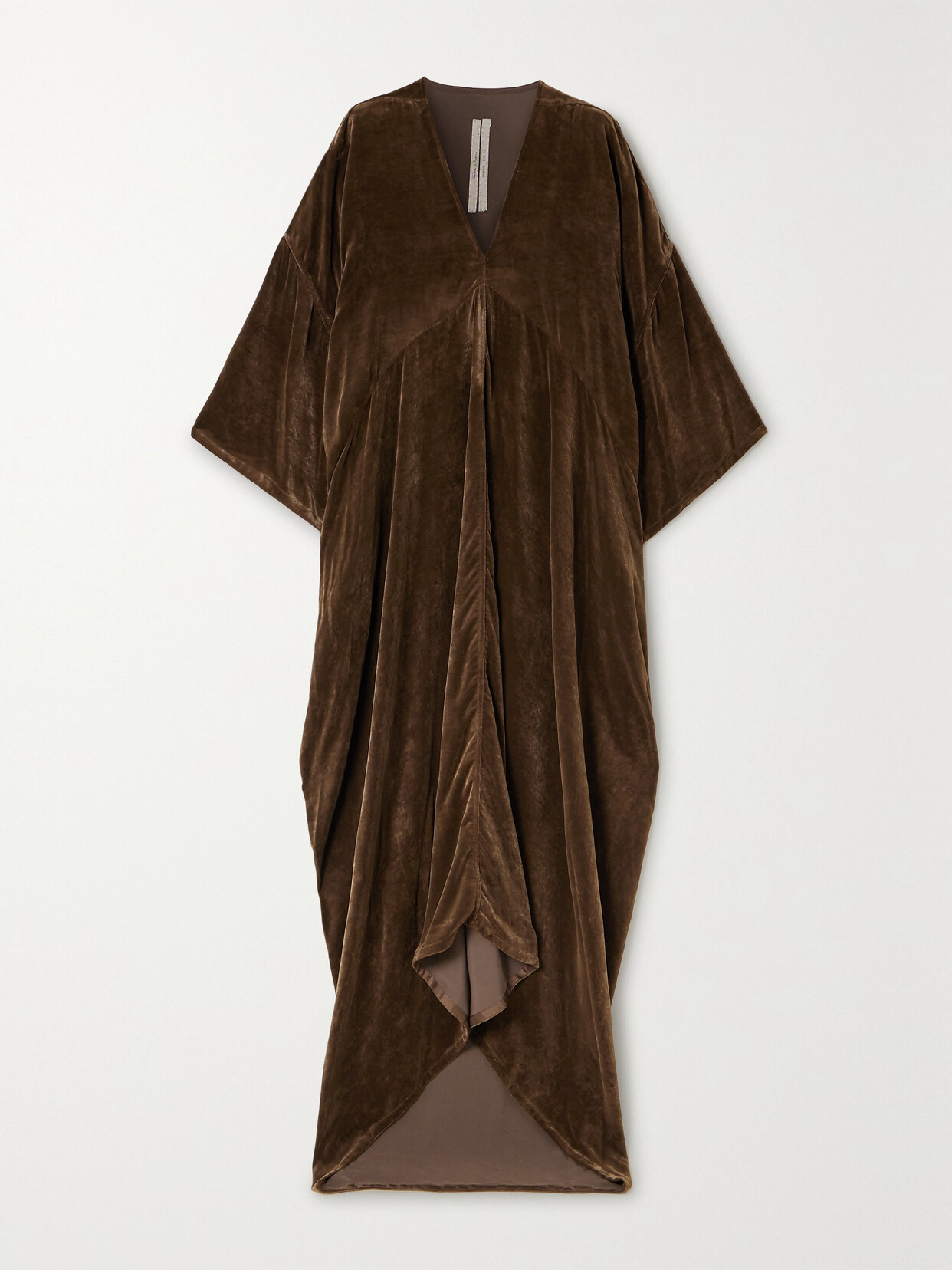 Shop Rick Owens Tommykite Draped Velvet Gown In Brown