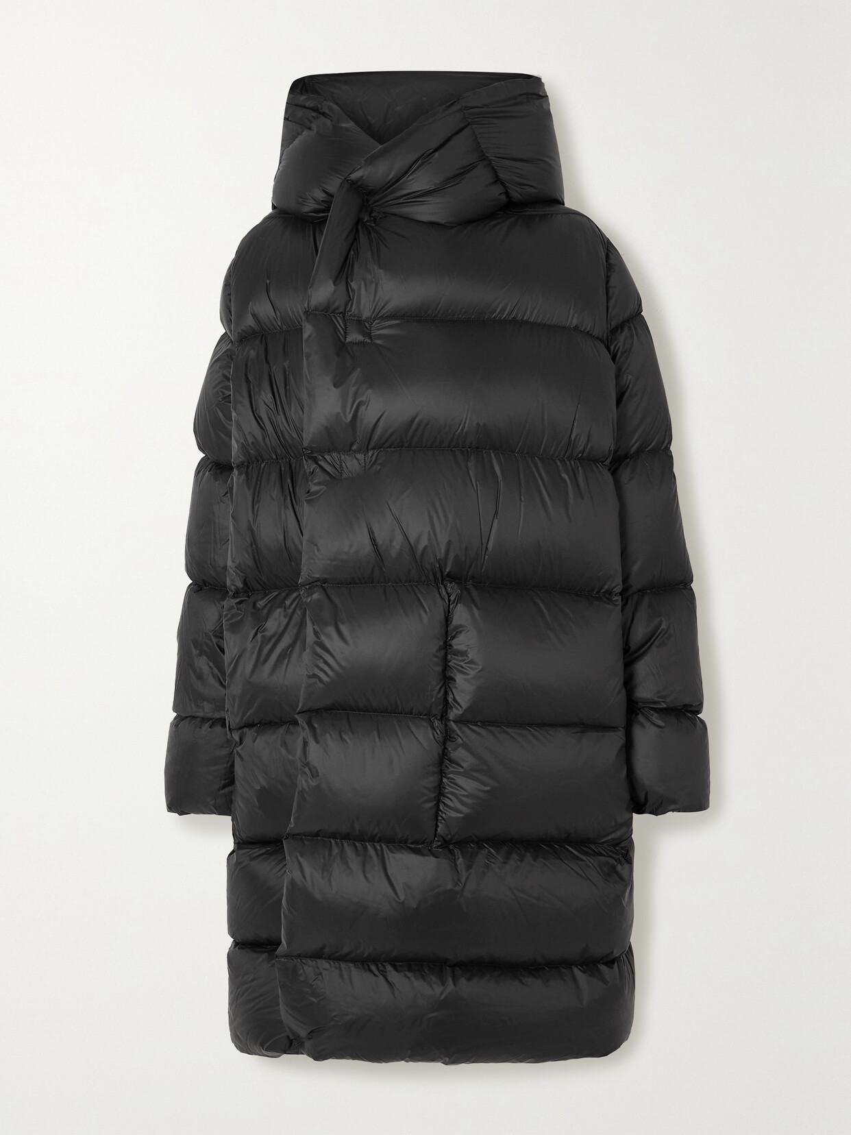 Rick Owens Hooded Quilted Shell Down Coat - Black