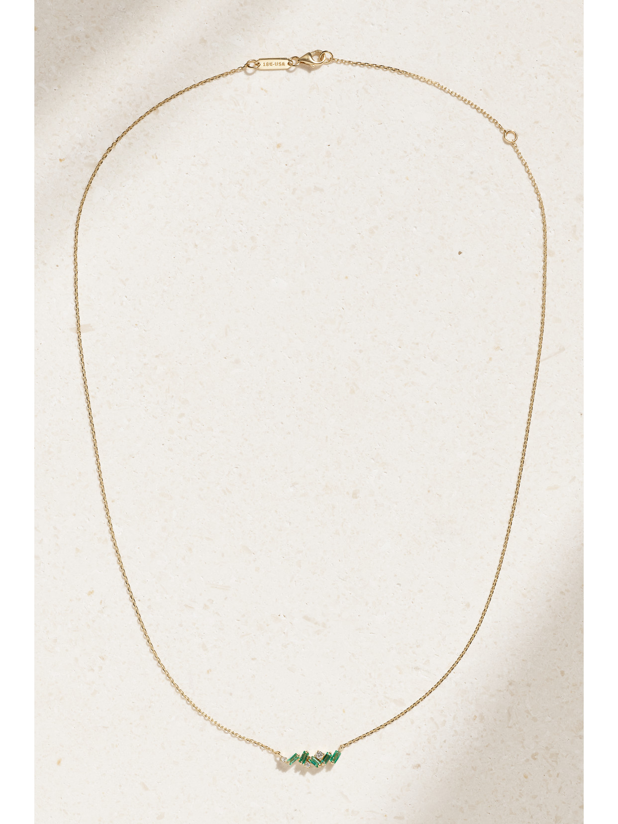 Suzanne Kalan 18-karat Gold, Emerald And Diamond Necklace In Gold