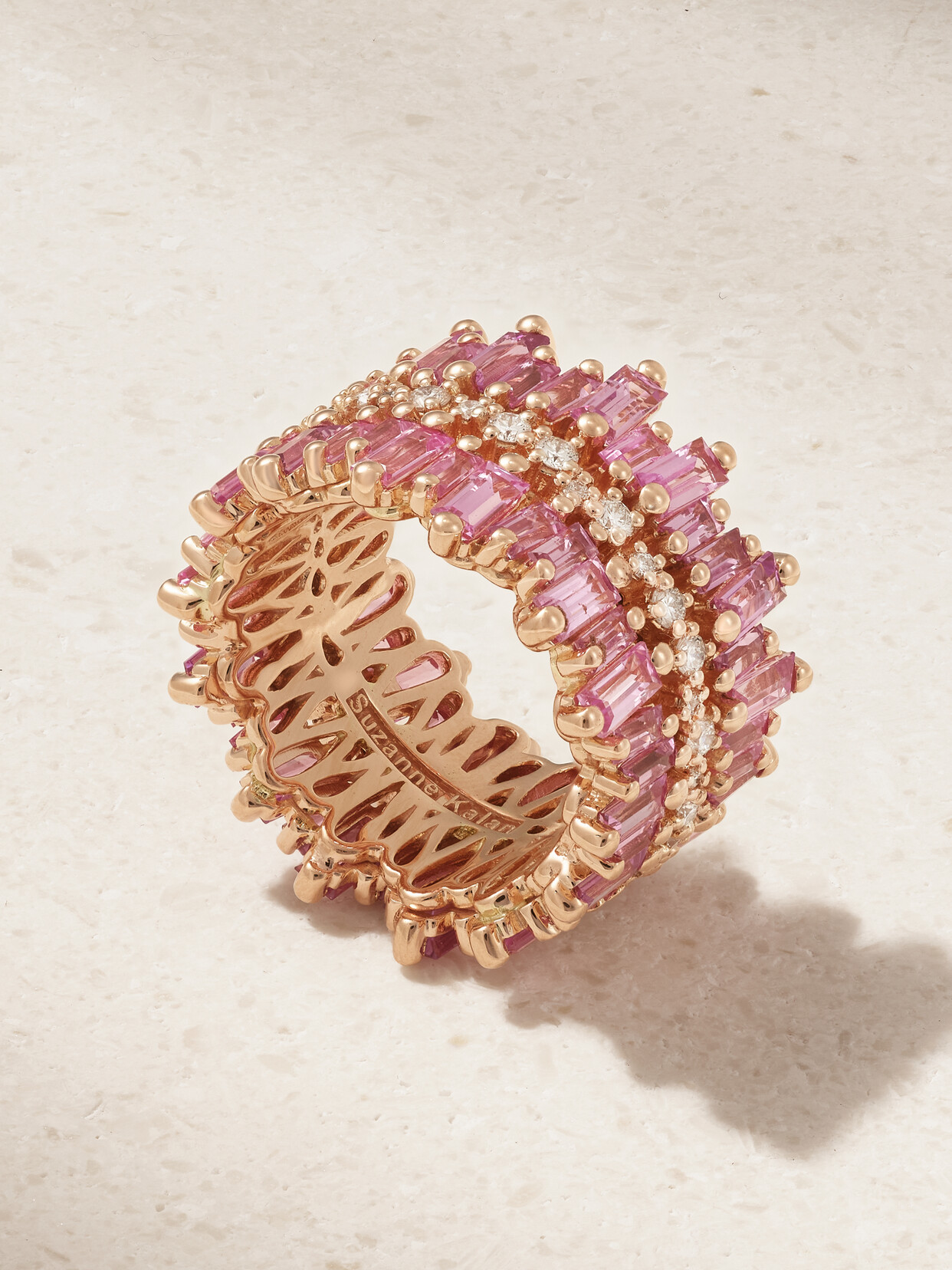 Suzanne Kalan Triple Row Eternity 18-karat Rose Gold, Sapphire And Diamond Ring