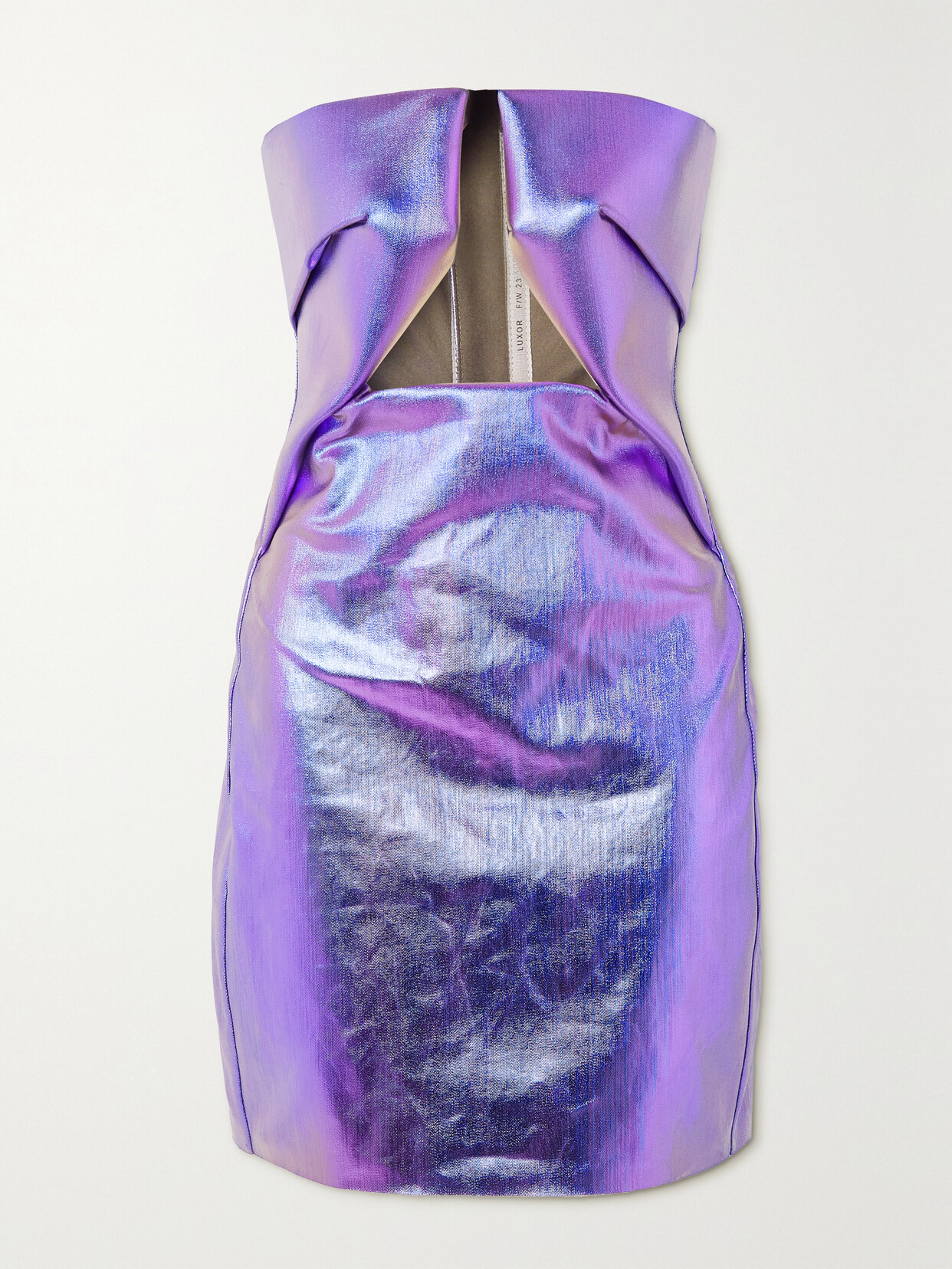 Rick Owens Cutout Iridescent Coated Stretch-denim Mini Dress