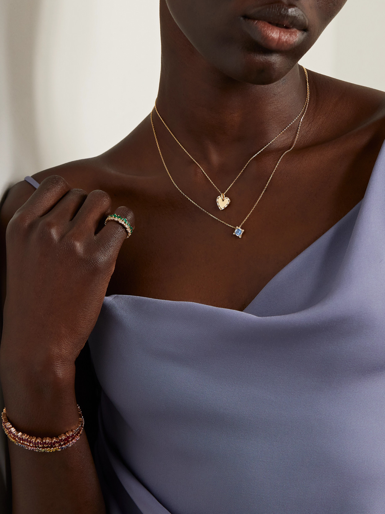 Suzanne Kalan Princess Midi 18-karat Gold, Sapphire And Diamond Necklace In Gold