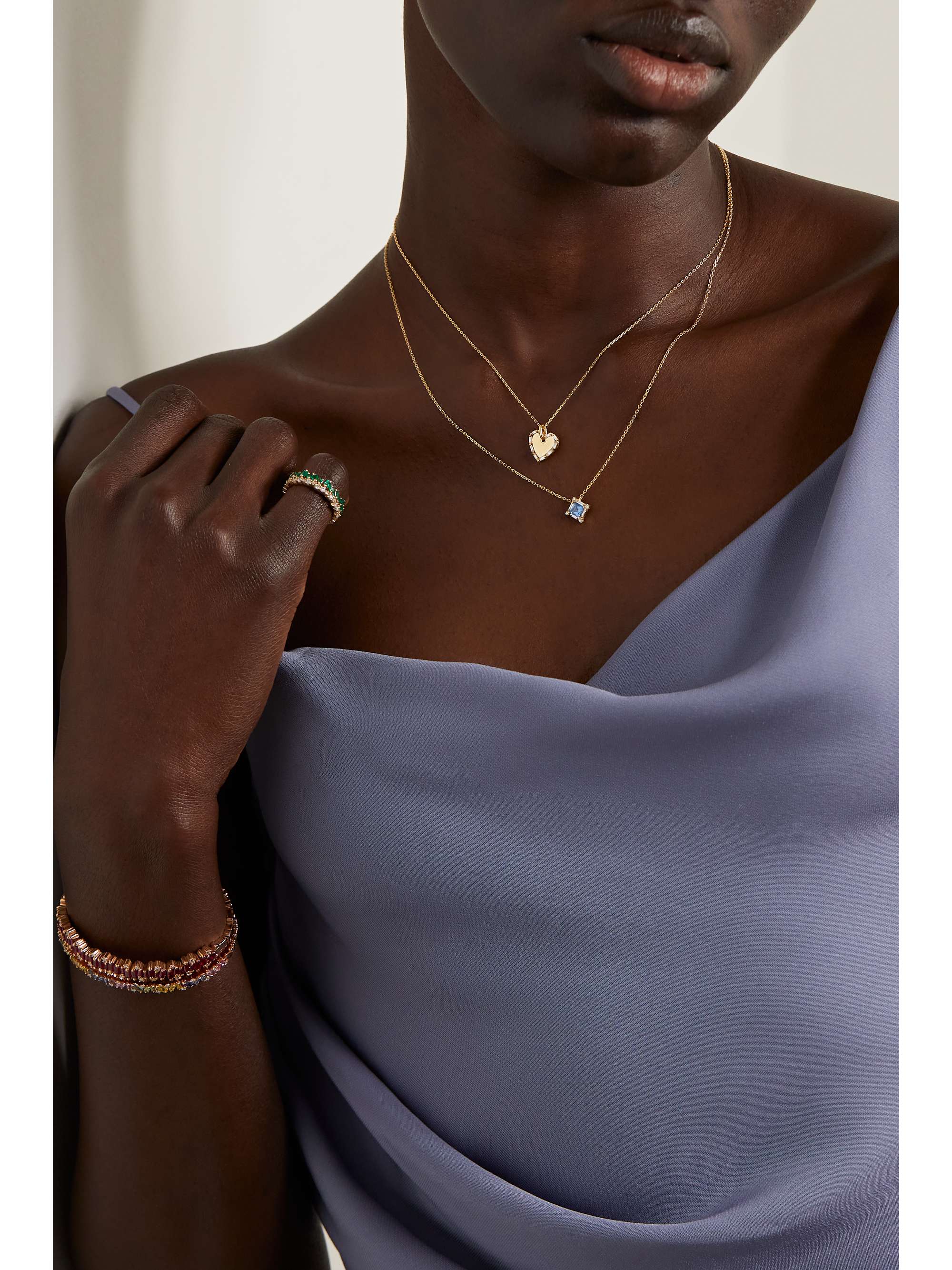 SUZANNE KALAN Princess Midi 18-karat gold, sapphire and diamond necklace