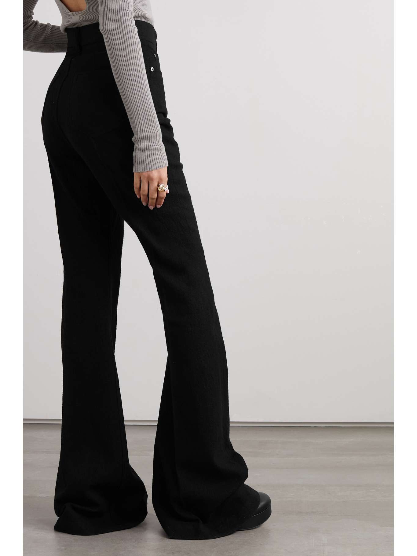 RICK OWENS Bolan woolflannel flared pants NETAPORTER