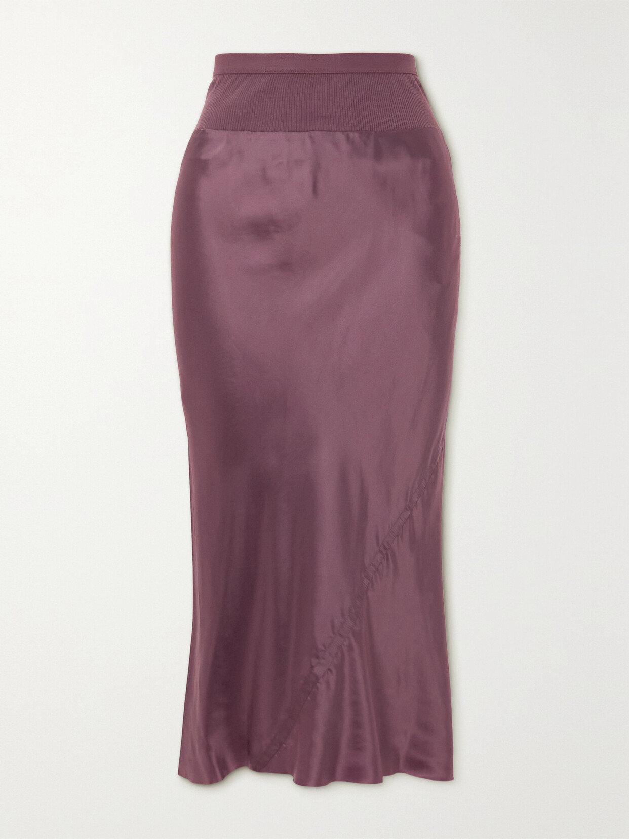 Shop Rick Owens Satin Midi Skirt In Purple