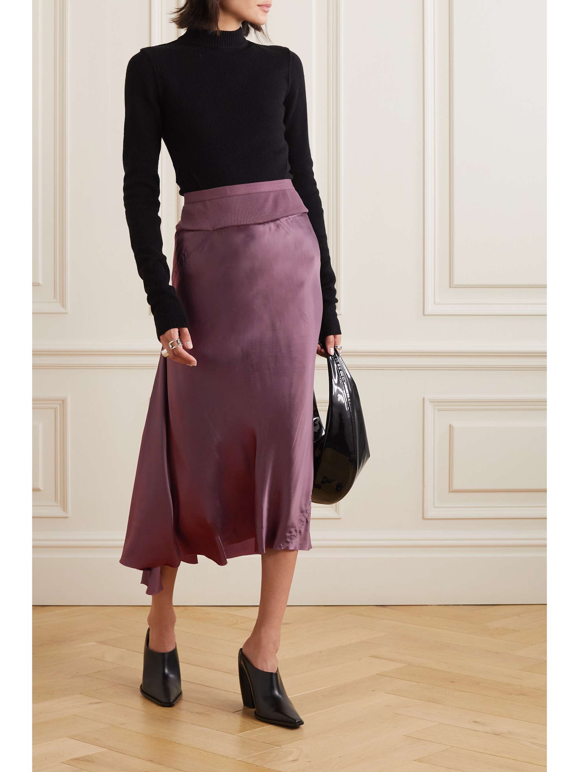 RICK OWENS Satin midi skirt | NET-A-PORTER