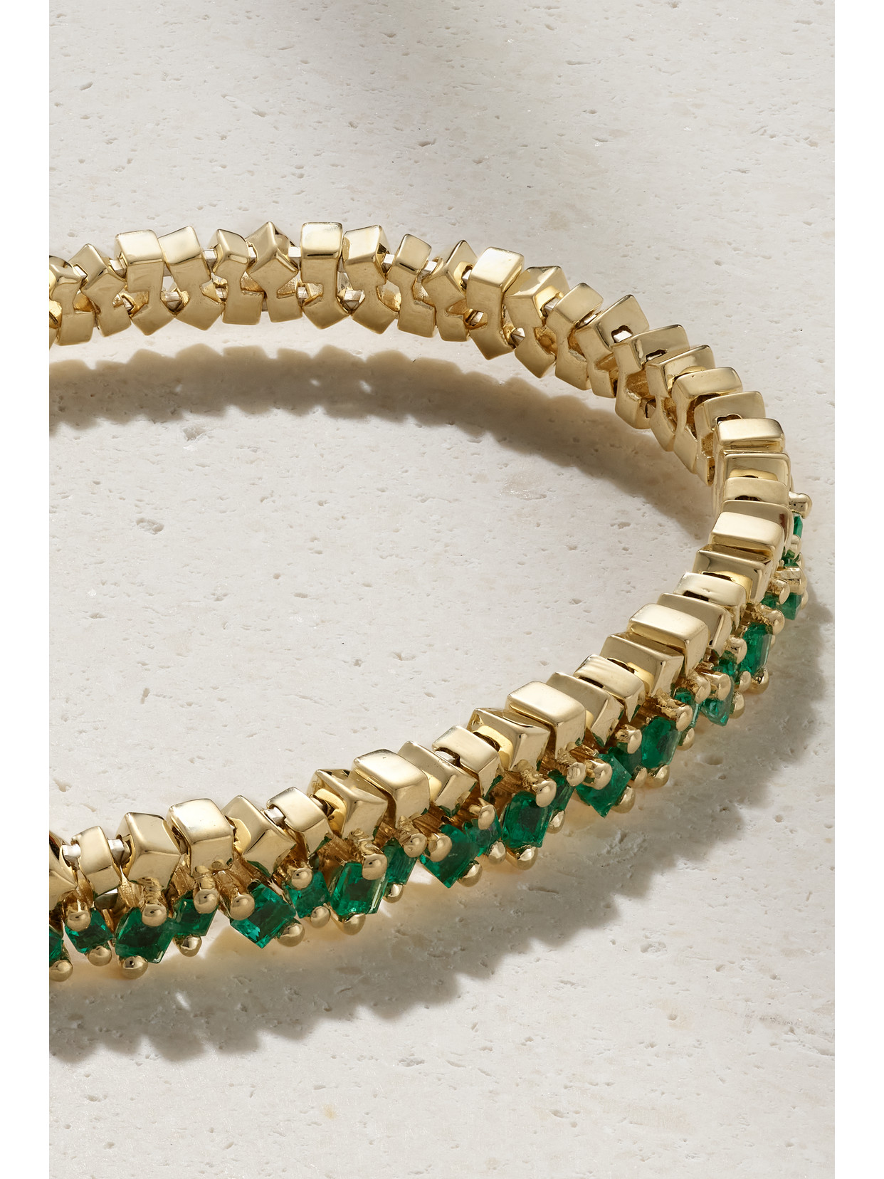 Shop Suzanne Kalan 18-karat Gold Emerald Cuff