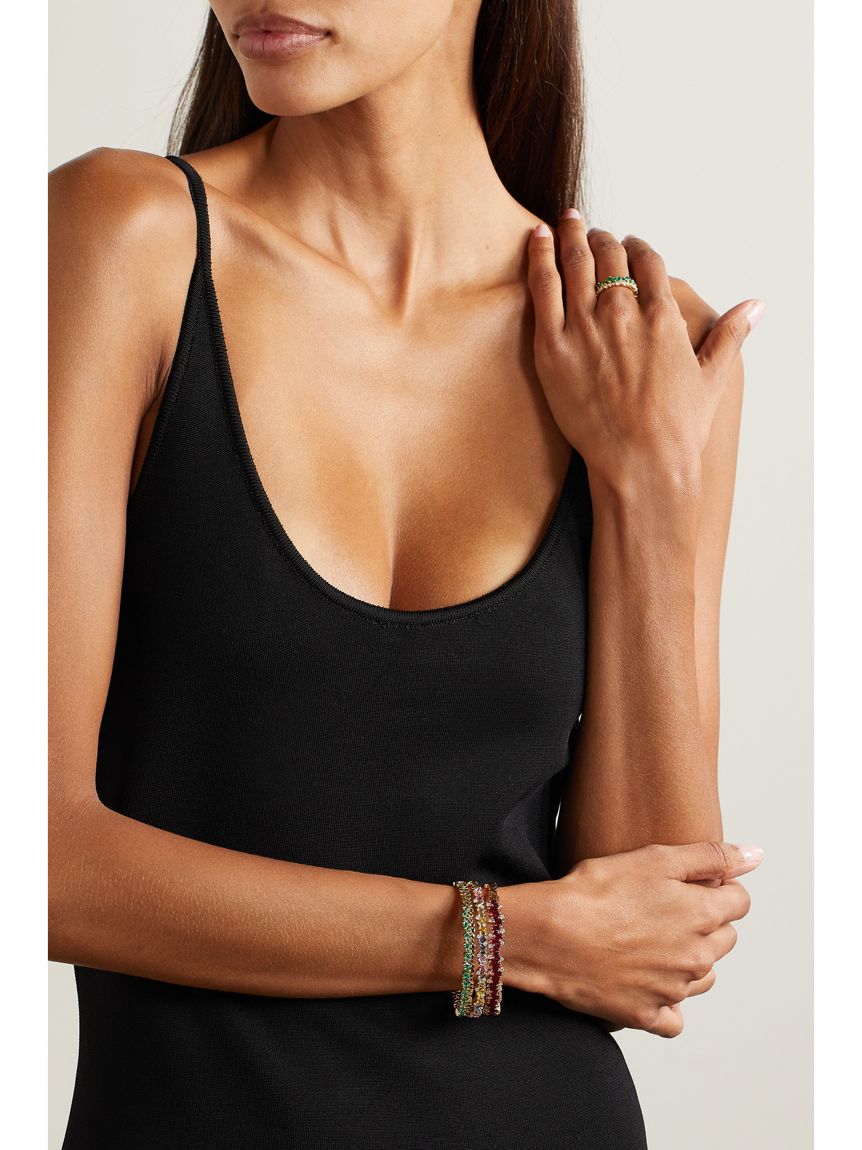 Suzanne Kalan 18-karat Gold Emerald Cuff In Gold