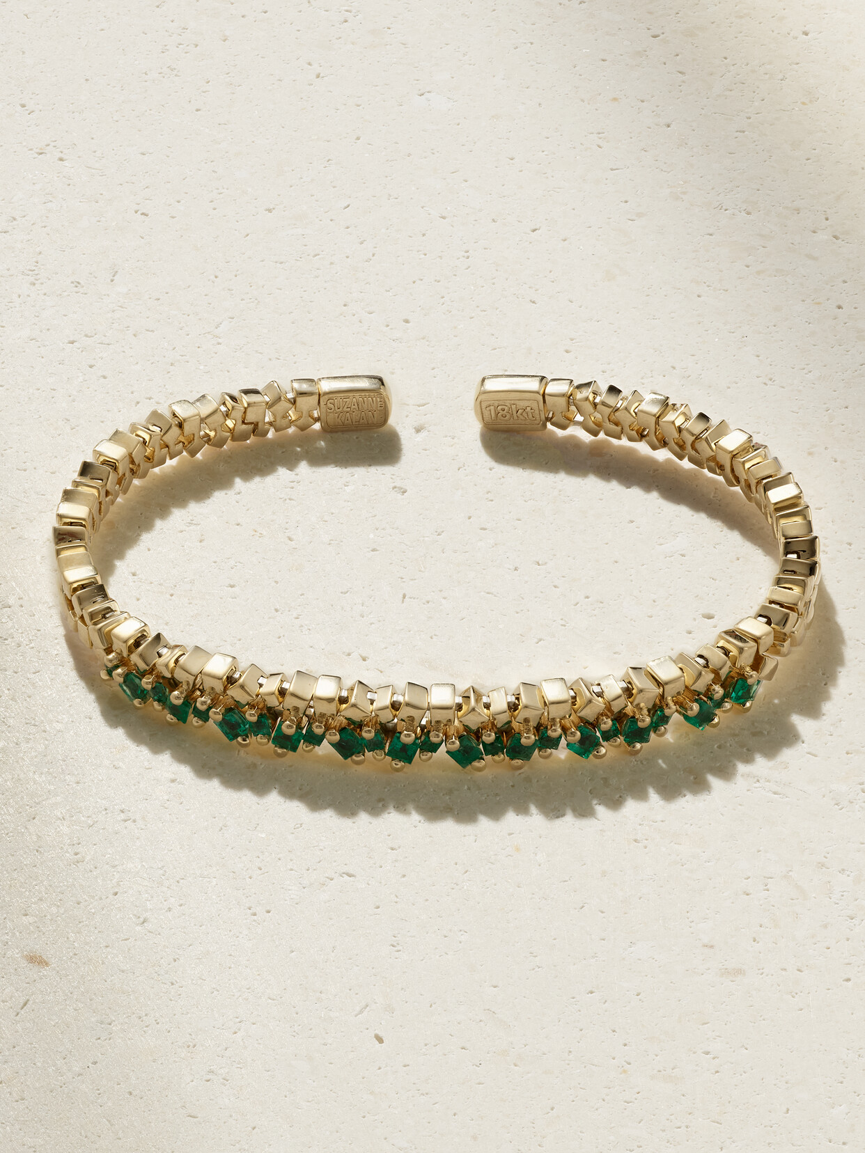 Suzanne Kalan 18-karat Gold Emerald Cuff