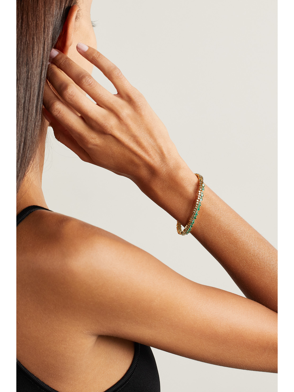 Shop Suzanne Kalan 18-karat Gold Emerald Cuff