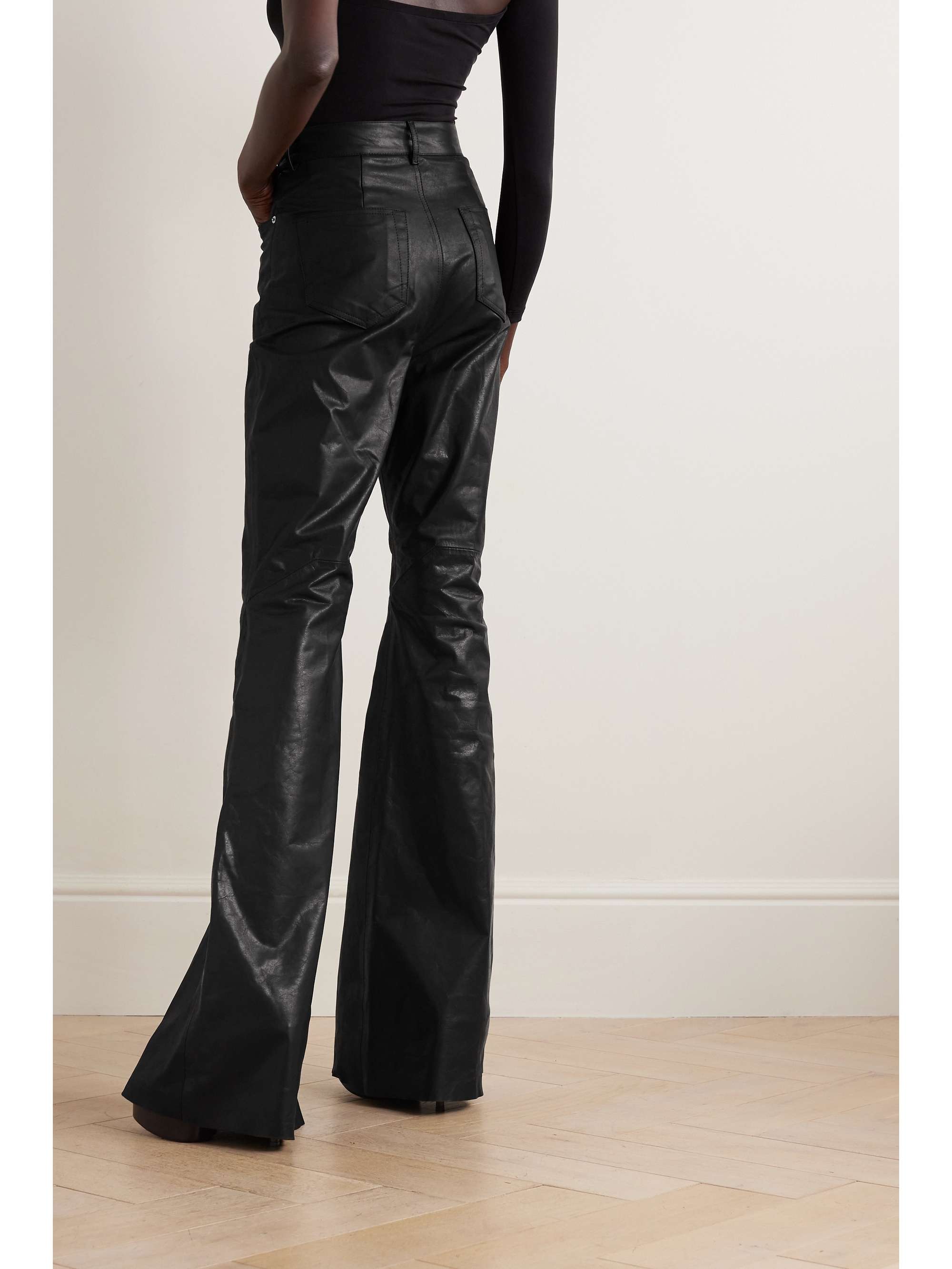 RICK OWENS Bolan leather flared pants | NET-A-PORTER