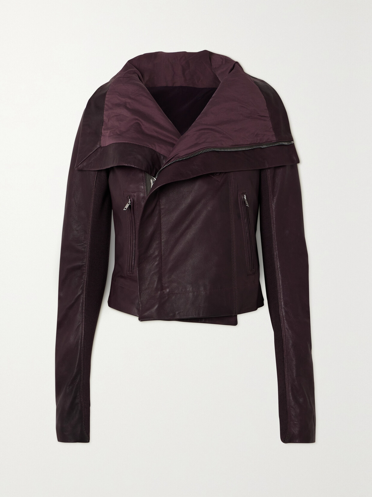 Rick Owens - Jersey-paneled Leather Biker Jacket - Purple