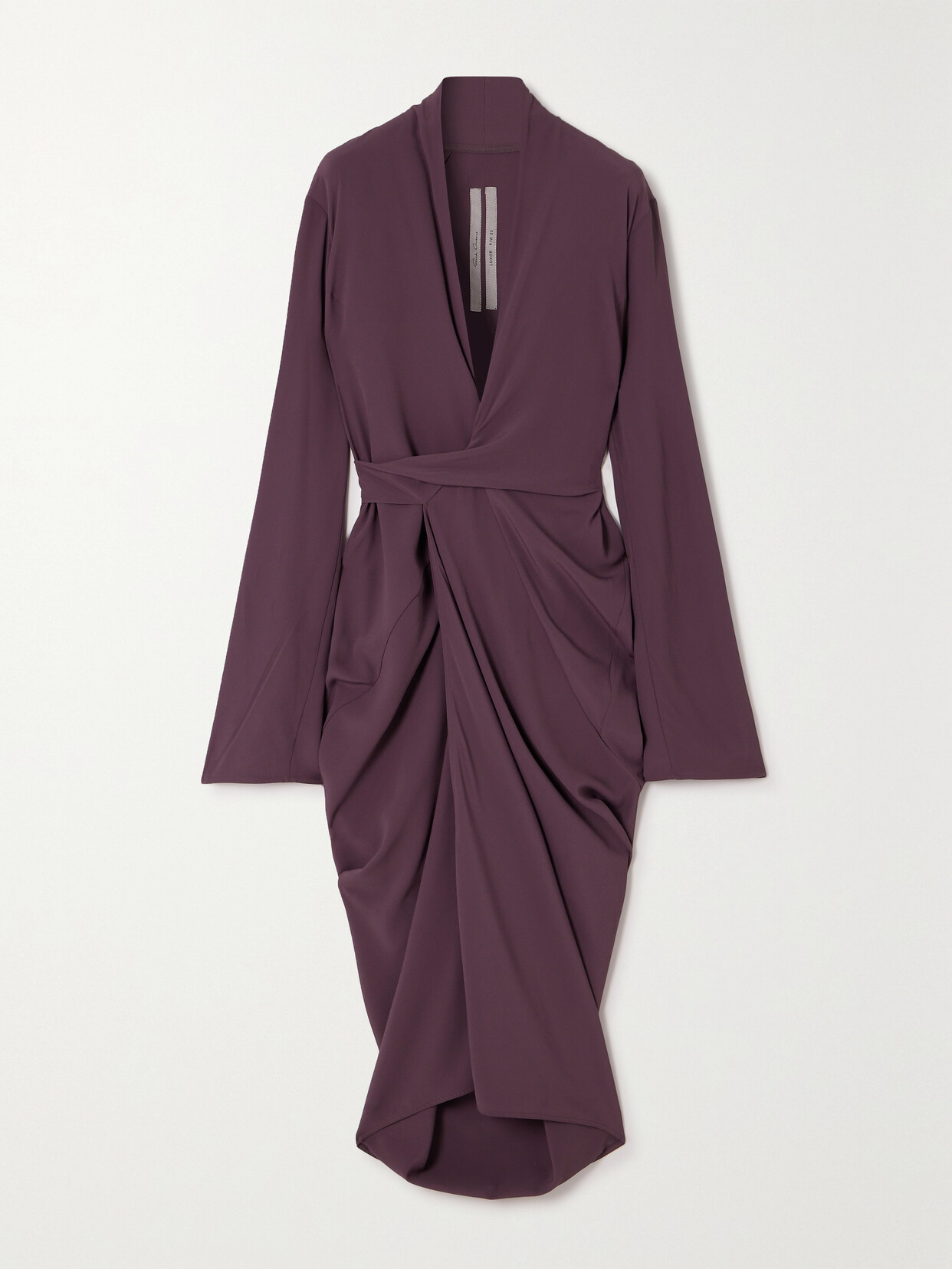 Rick Owens Abito Draped Crepe Wrap Midi Dress - Purple