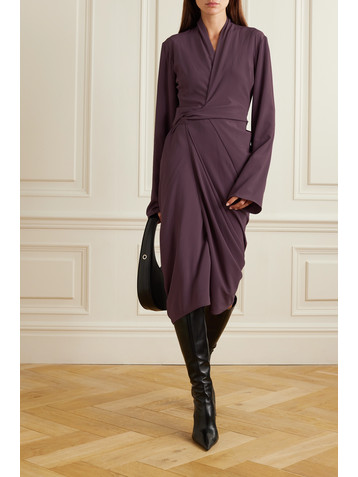 Rick Owens Abito draped crepe wrap midi dress