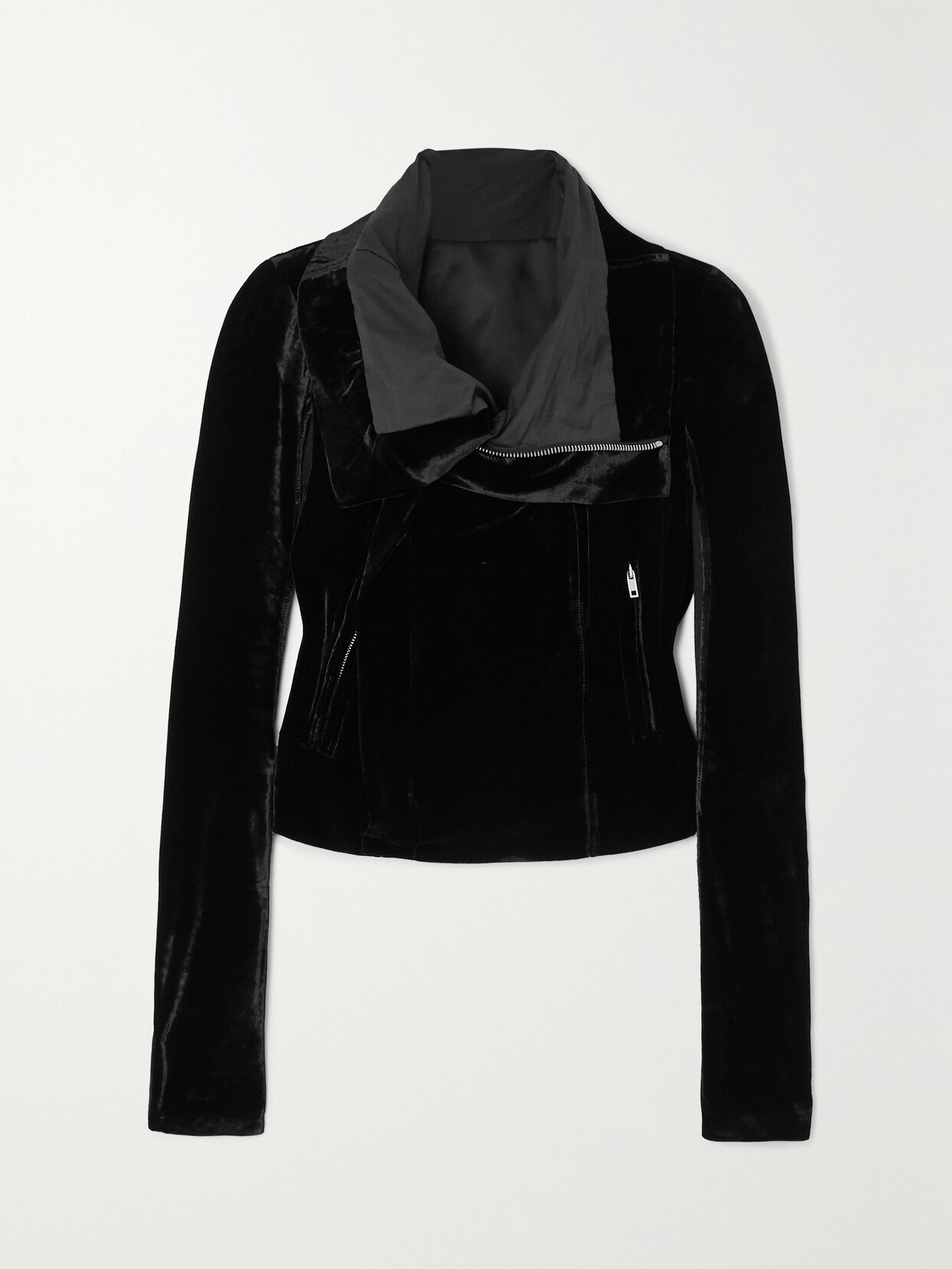 Rick Owens - Velvet Biker Jacket - Black