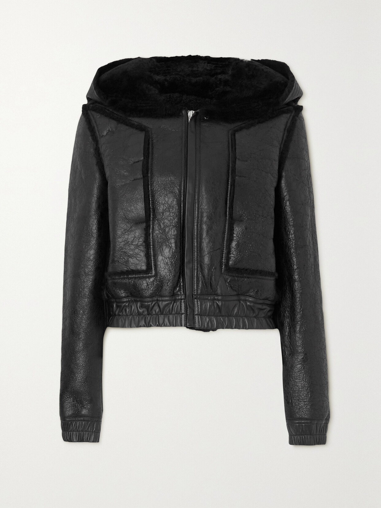 Rick Owens - Hooded Shearling Bomber Jacket - Black