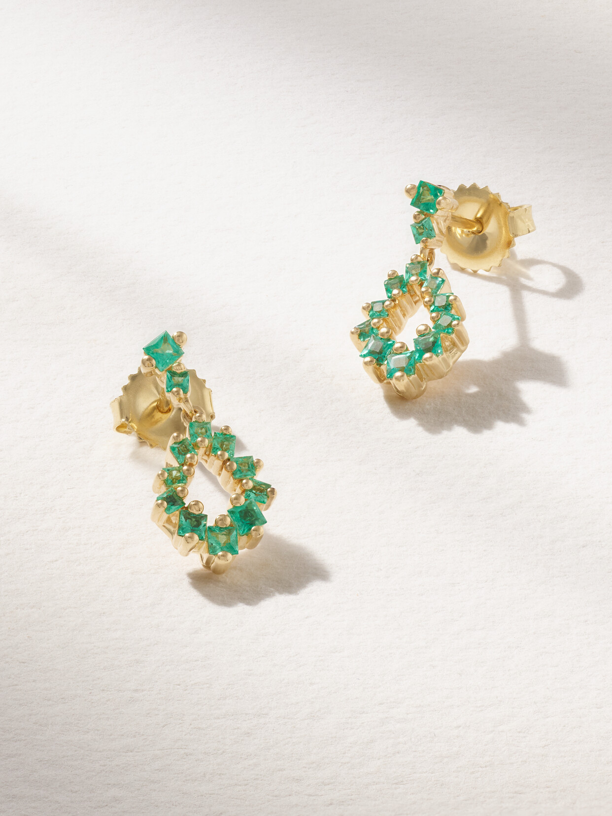 Suzanne Kalan 18-karat Gold Emerald Earrings