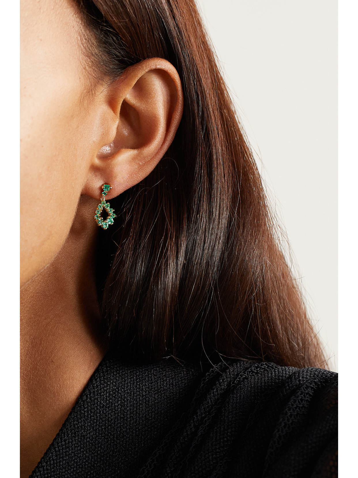 Shop Suzanne Kalan 18-karat Gold Emerald Earrings