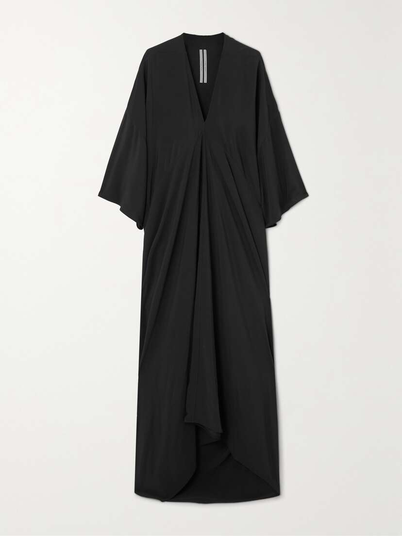 Rick Owens Tommykite Draped Crepe Maxi Dress