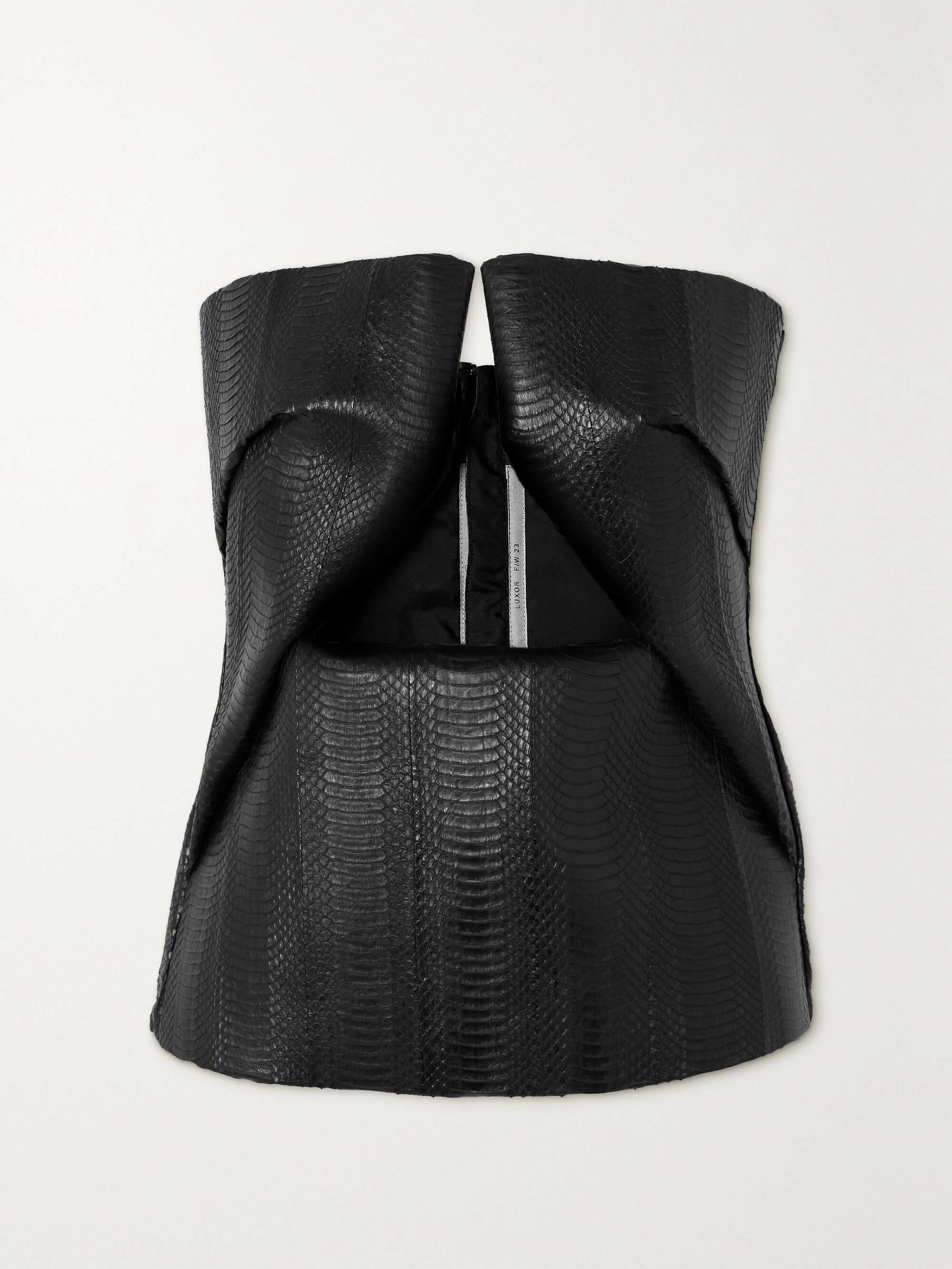 RICK OWENS Cut-out croc-effect leather bustier top | NET-A-PORTER