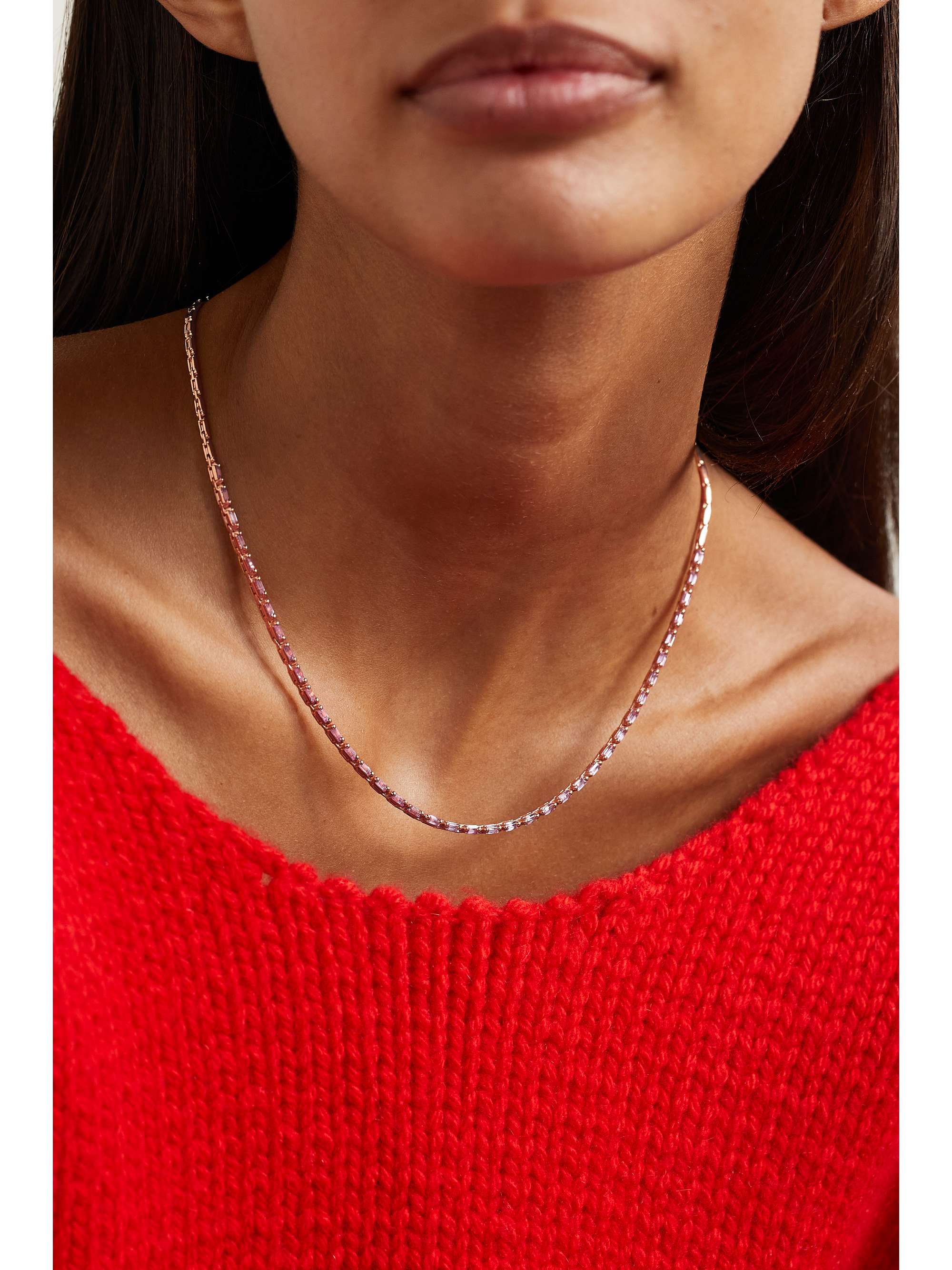 SUZANNE KALAN 18-karat gold sapphire tennis necklace