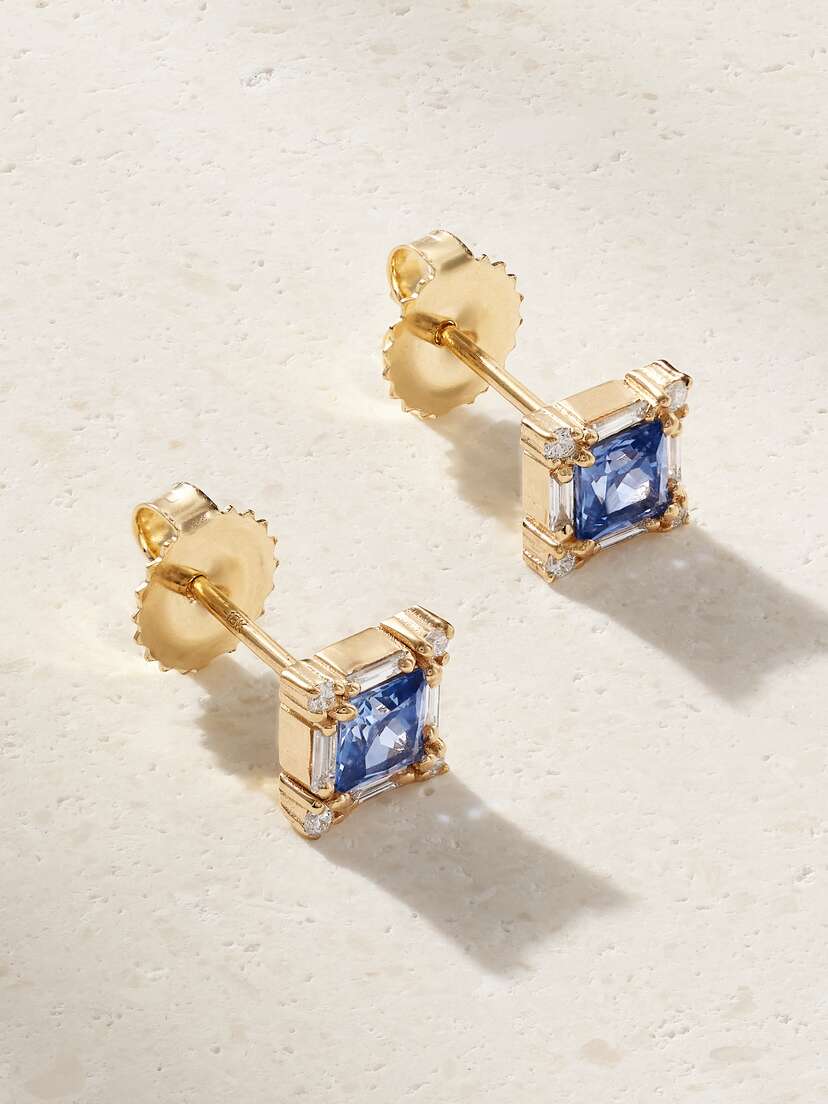 Suzanne Kalan 18-karat Gold, Sapphire And Diamond Earrings