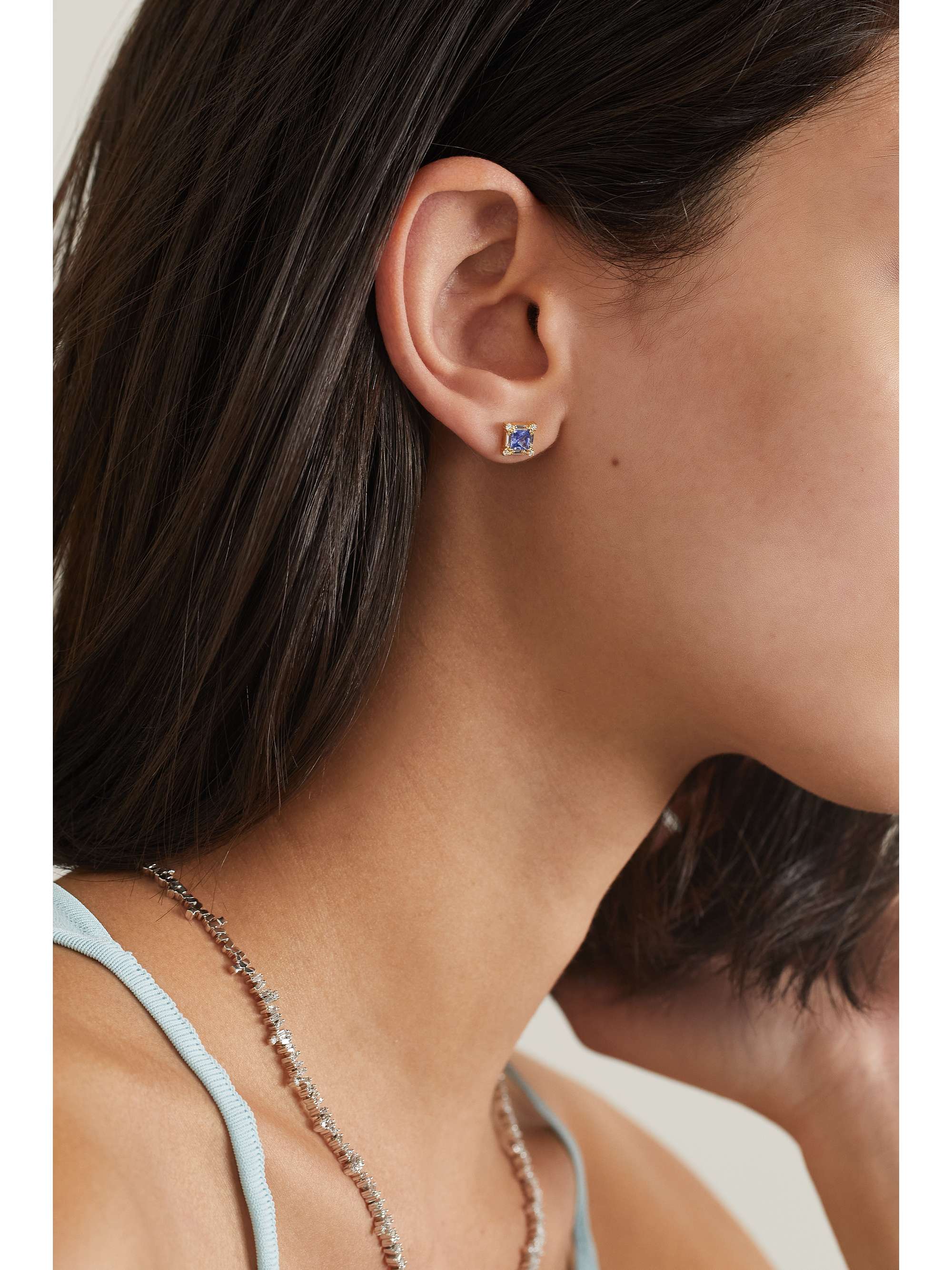 SUZANNE KALAN 18-karat gold, sapphire and diamond earrings